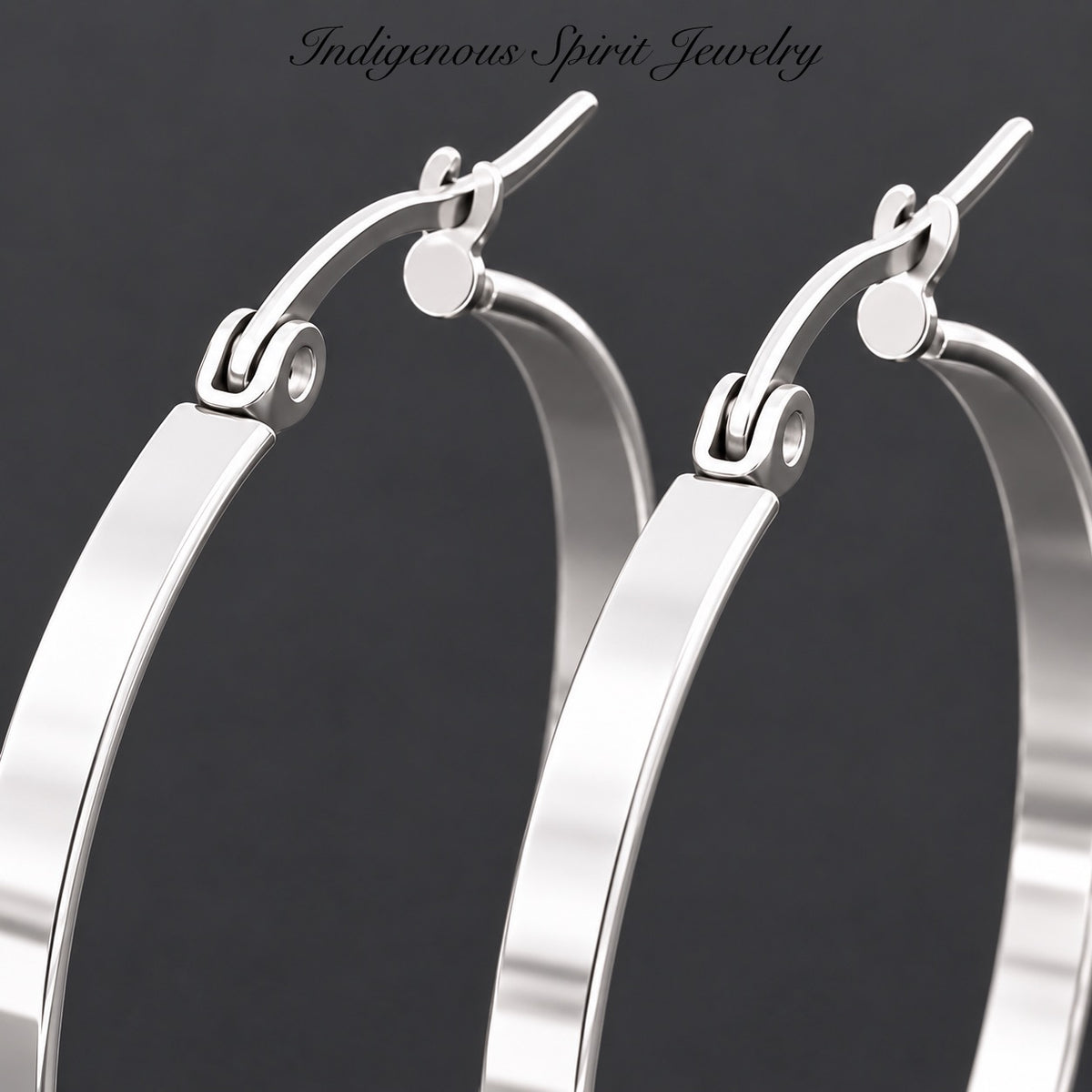 Silver Hypoallergenic Stainless Steel Flat Edge Hoop Earrings (3 sizes)