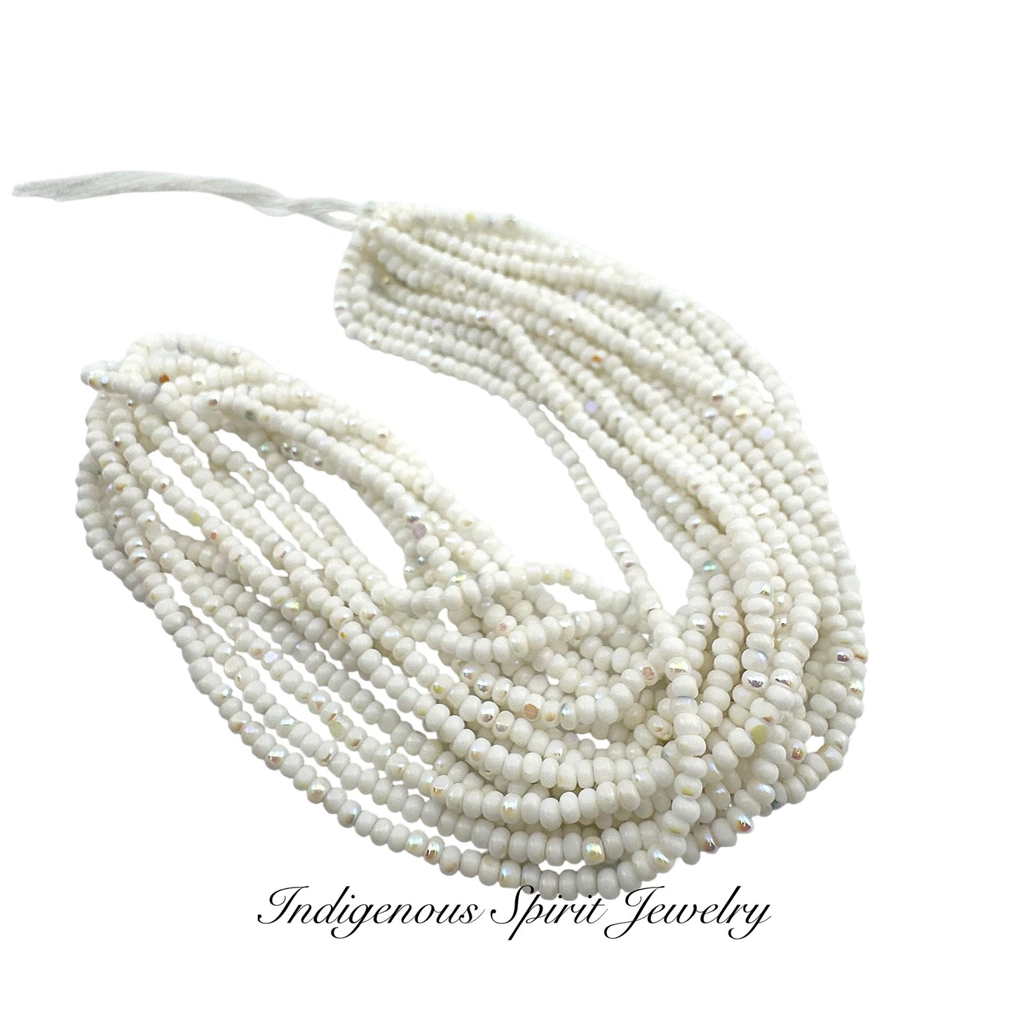 Patina Opaque Chalk White AB 2-Cut Charlotte Cut Beads (11/0)