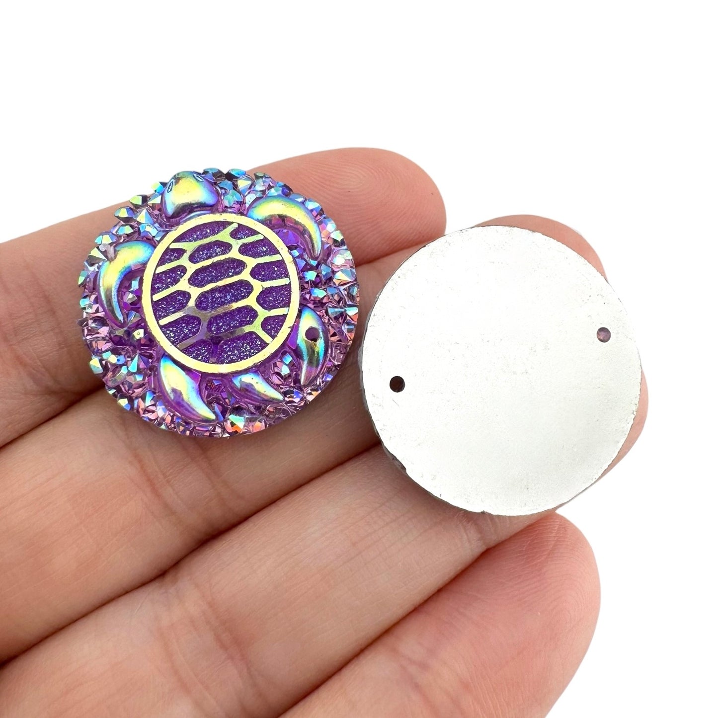 25mm Circle Turtle Resin Cabochons - Sew-on