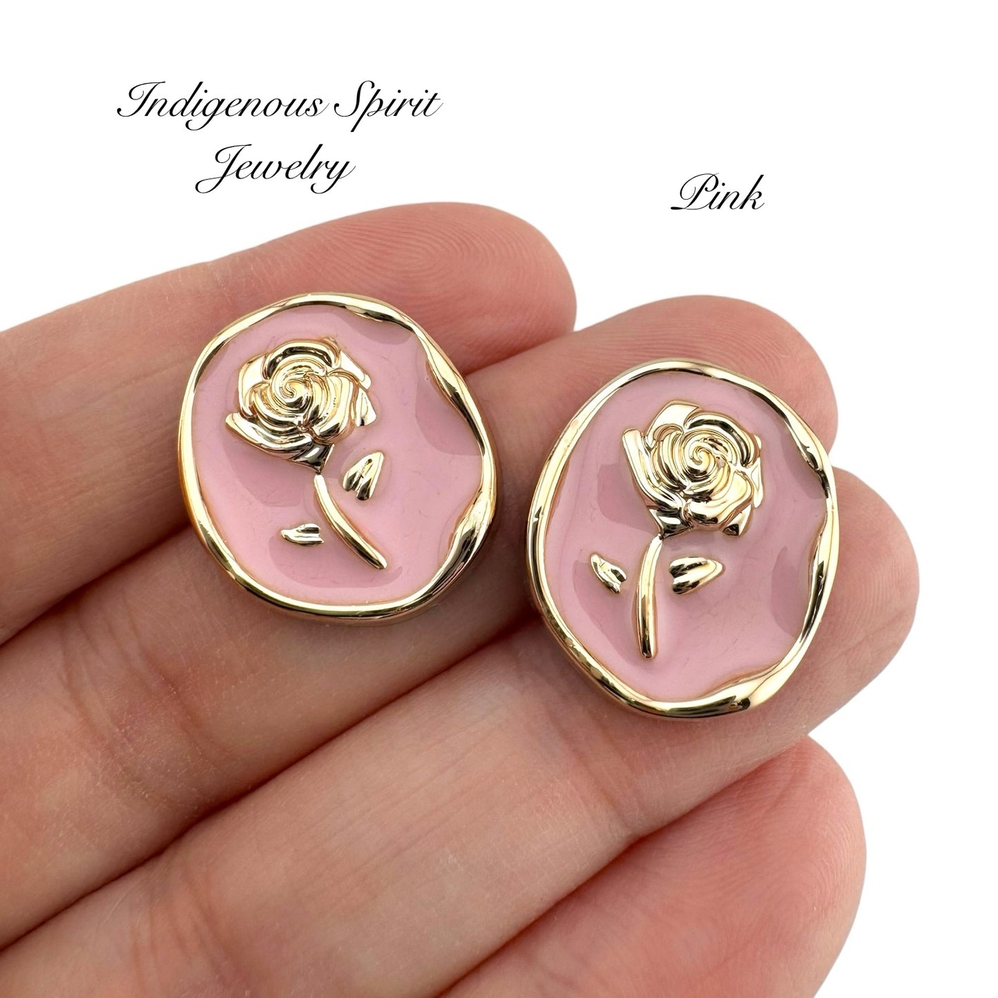 18mm x 20mm Oval Gold Rose Cabochons
