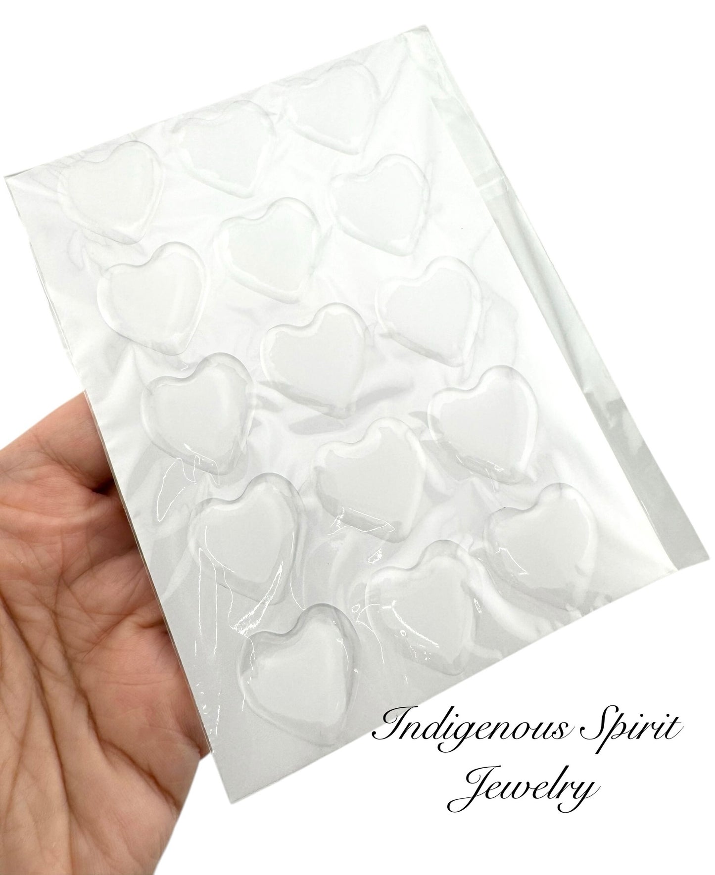 25mm x 22mm - 3D Clear Domed Epoxy Heart Adhesive Stickers