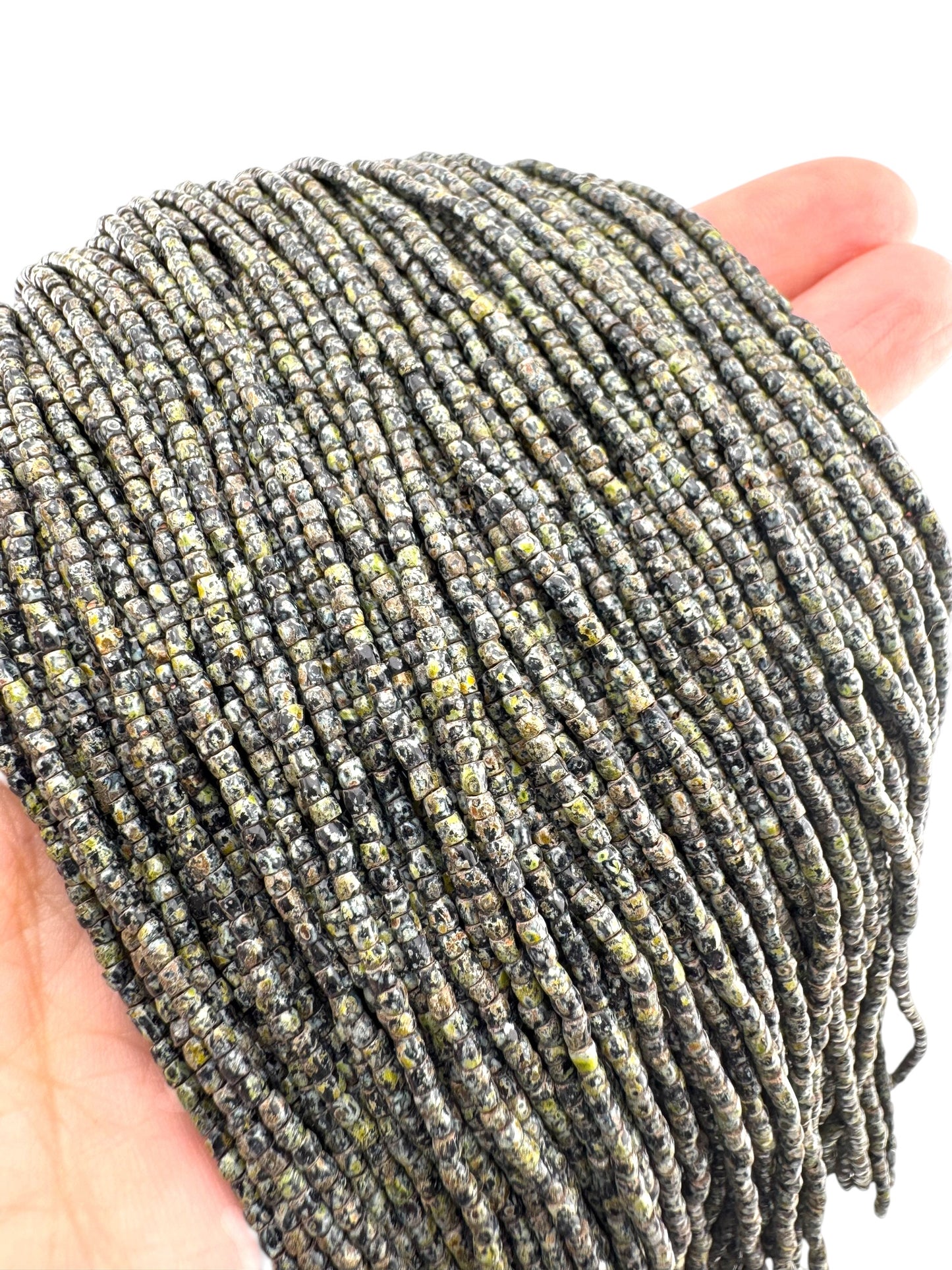 Jet Travertine 3-cut Preciosa Czech Seed Beads (9/0)