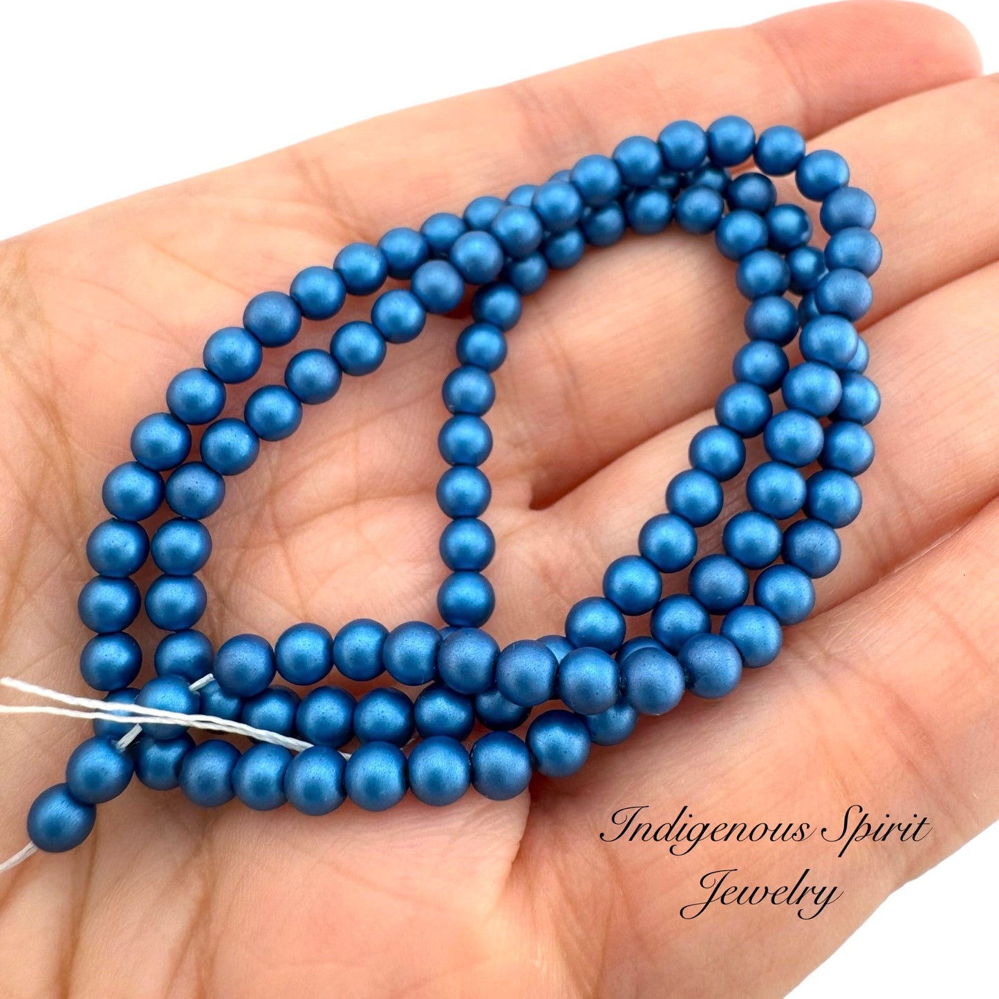 4mm Royal Blue - Matte Pearl Bead