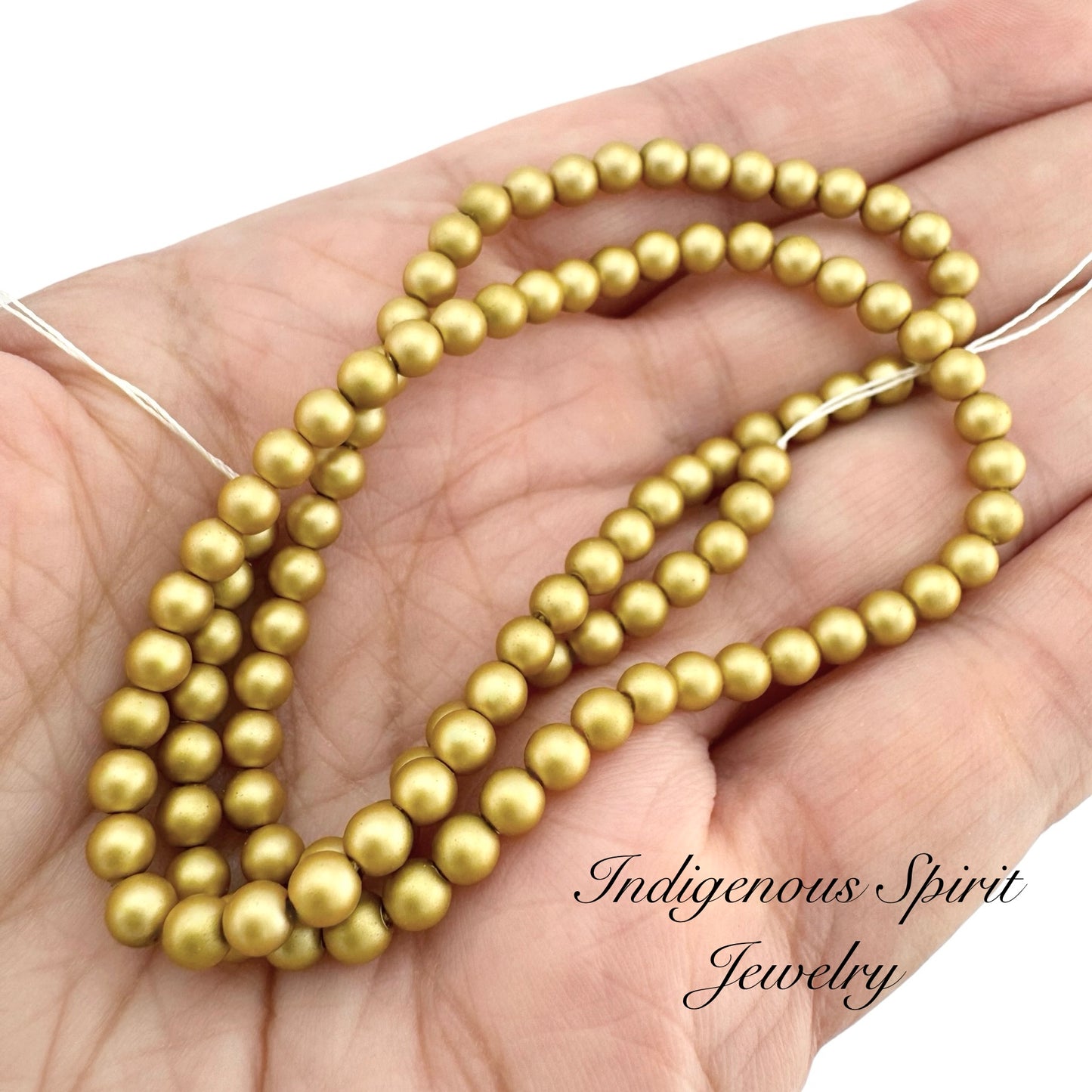 4mm Gold - Matte Pearl Bead