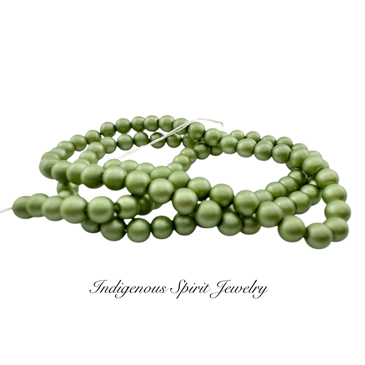 4mm Fern Green - Matte Pearl Bead