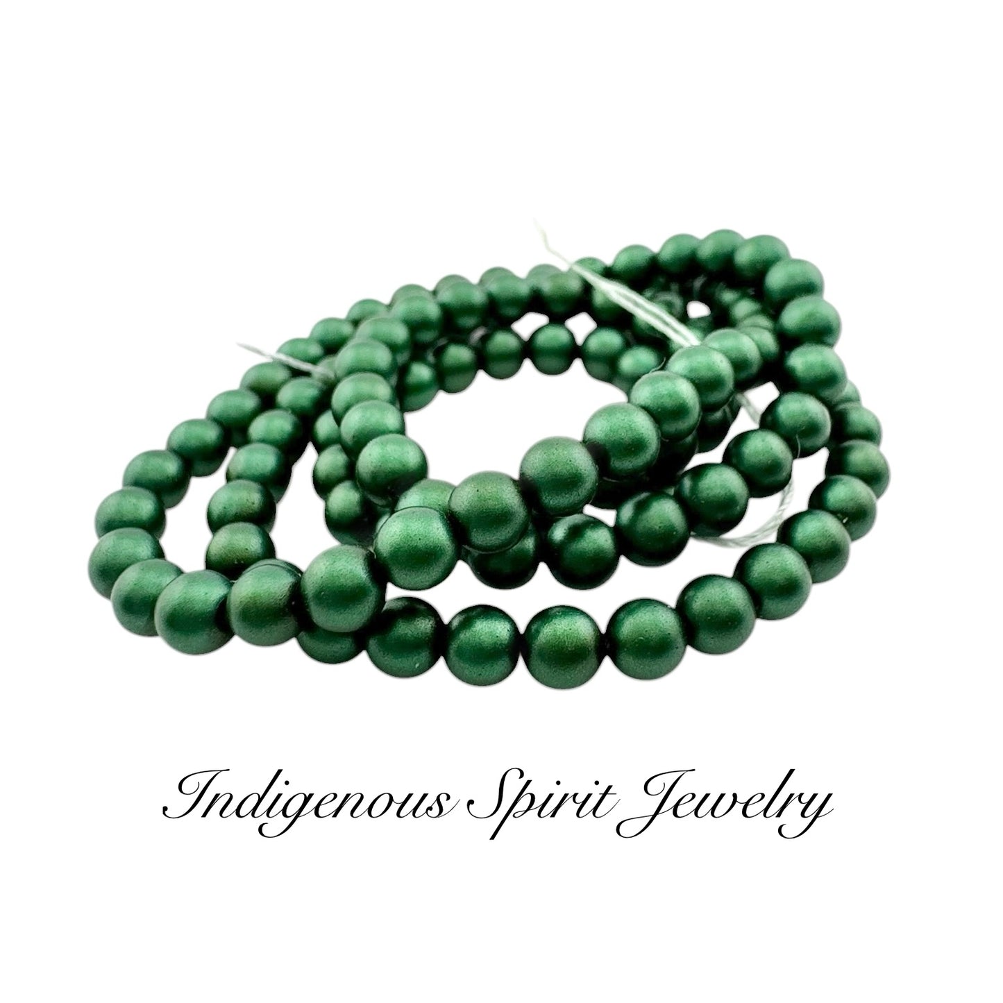 4mm Emerald - Matte Pearl Bead