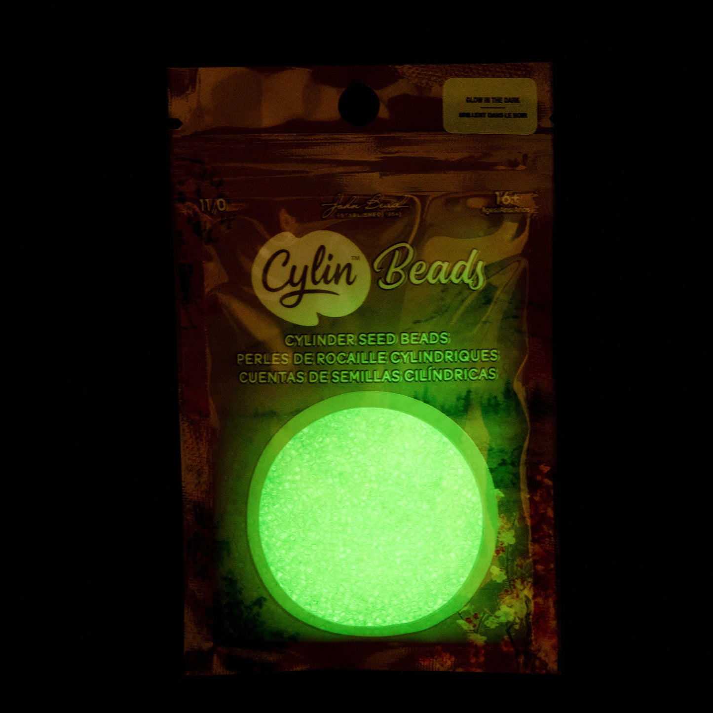 Light Green Glow in the Dark Cylin Beads - 25g Bag