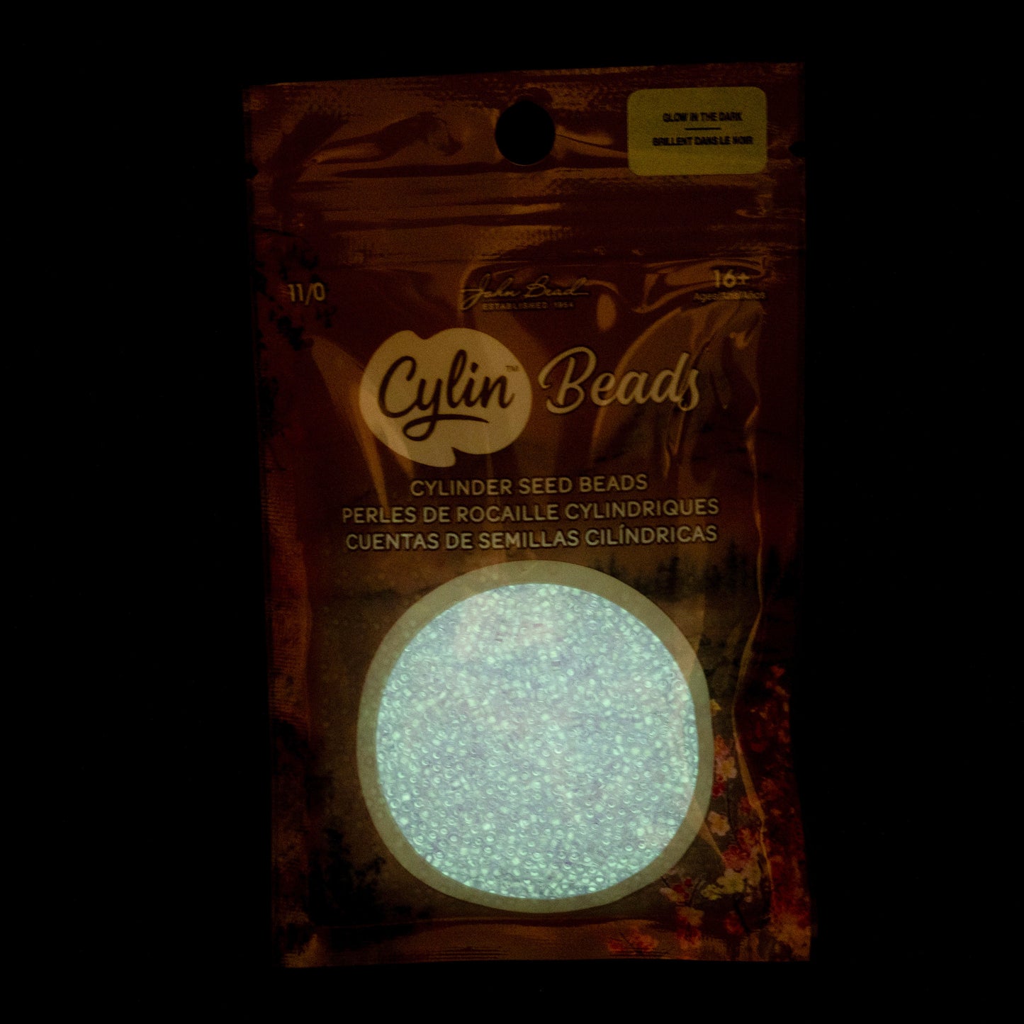 Purple Glow in the Dark Cylin Beads - 25g Bag