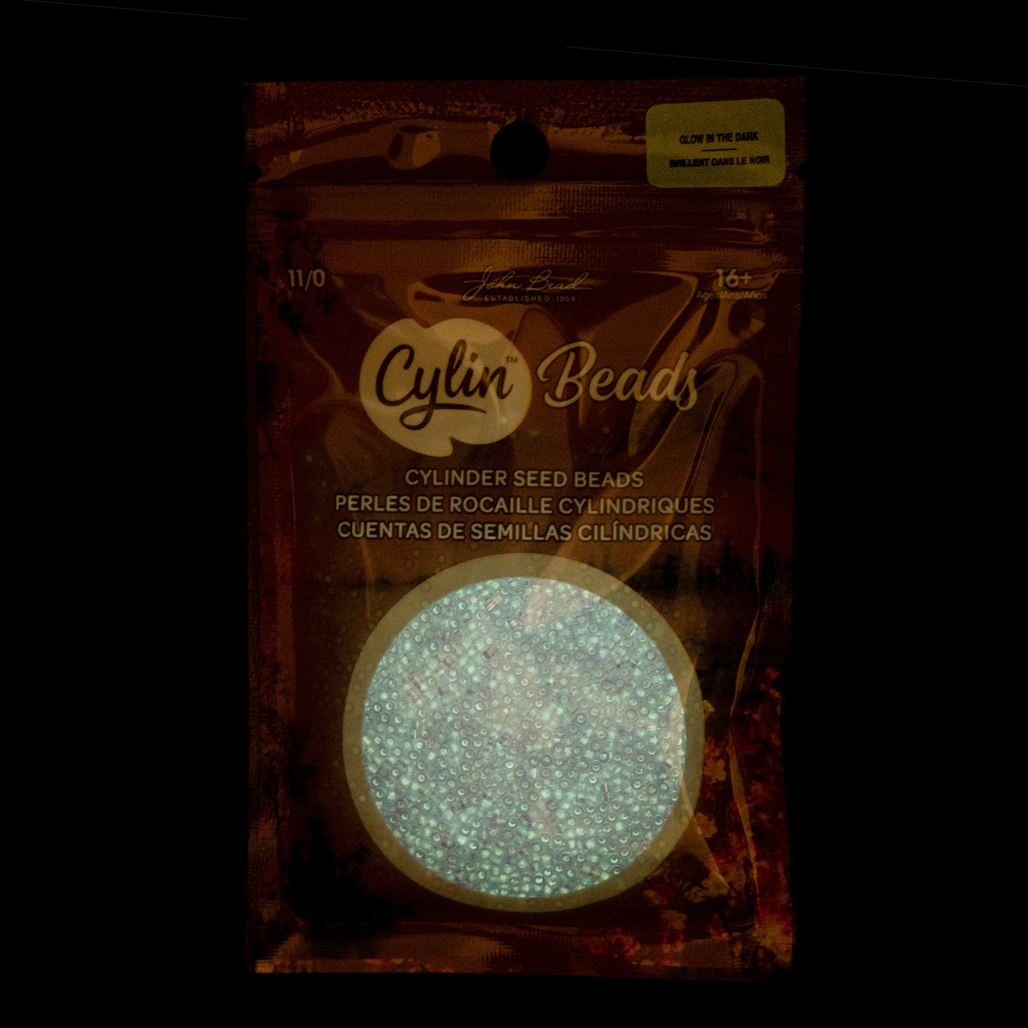 Purple AB Glow in the Dark Cylin Beads - 25g Bag