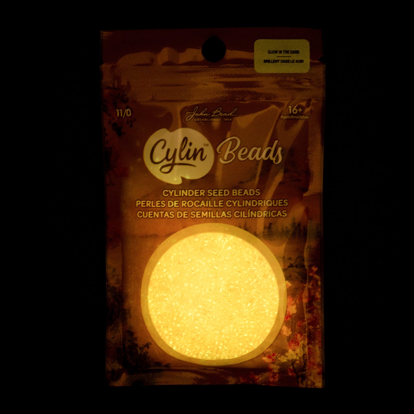 Orange Glow in the Dark Cylin Beads - 25g Bag
