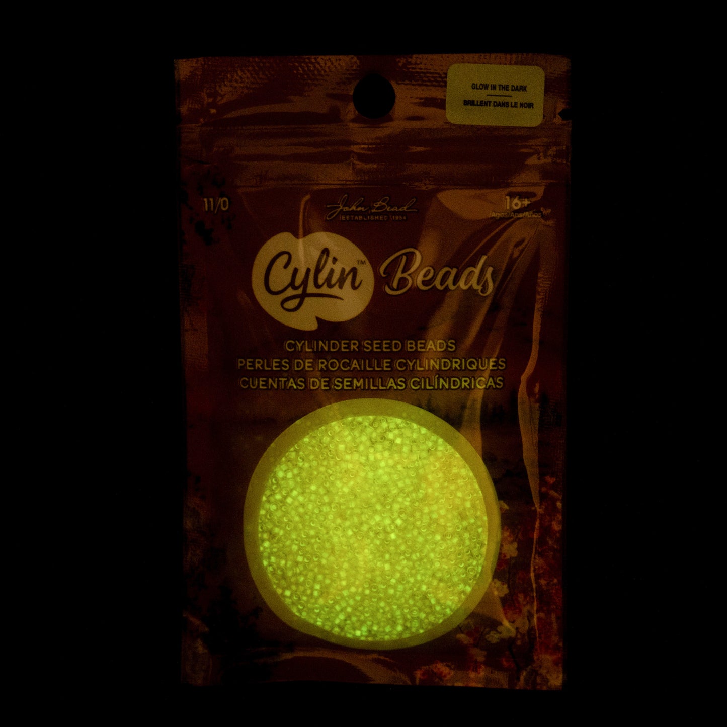 Gold Yellow Glow in the Dark Cylin Beads - 25g Bag