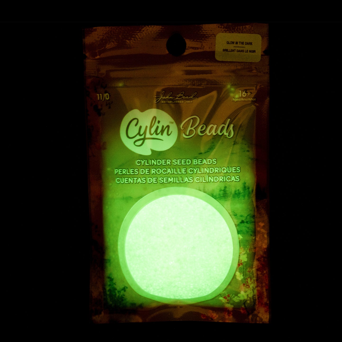 White to Green Glow in the Dark Cylin Beads - 25g Bag
