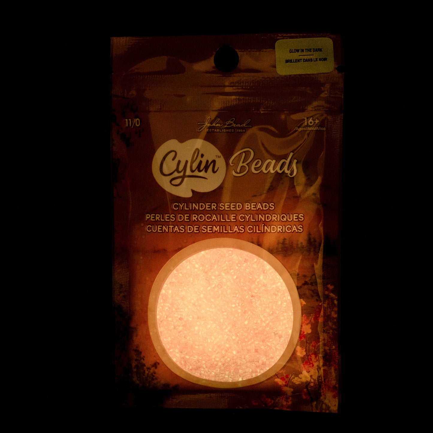 Pink Glow in the Dark Cylin Beads - 25g Bag