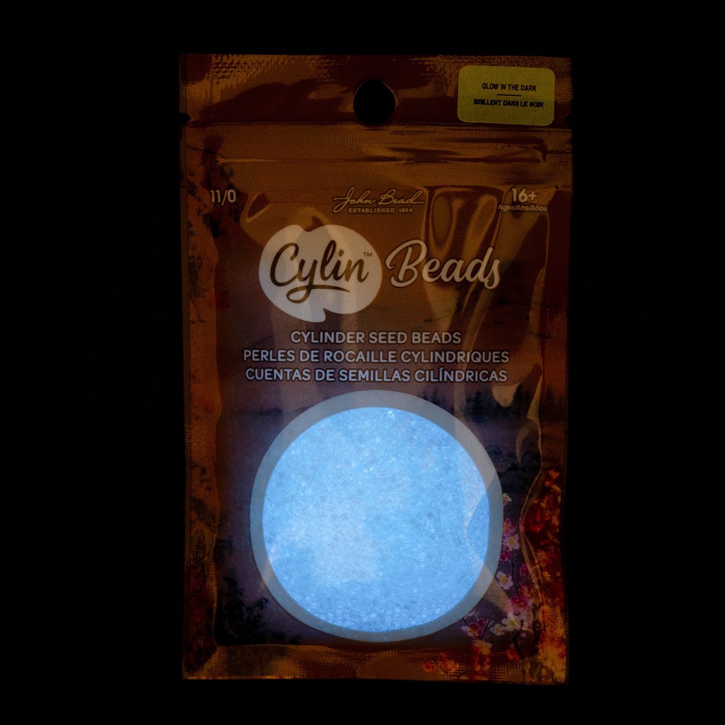 White to Sky Glow in the Dark Cylin Beads - 25g Bag