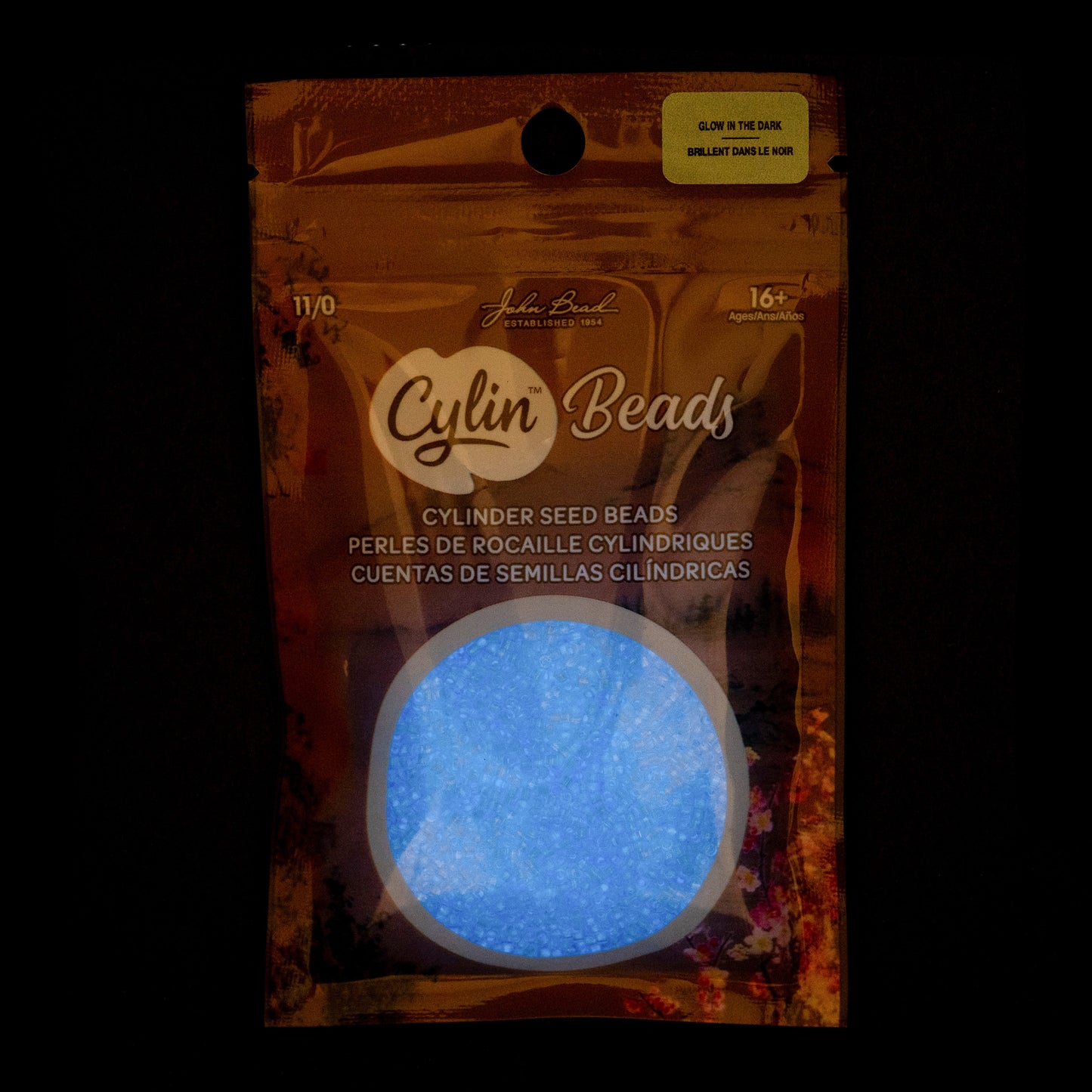 Sky Glow in the Dark Cylin Beads - 25g Bag