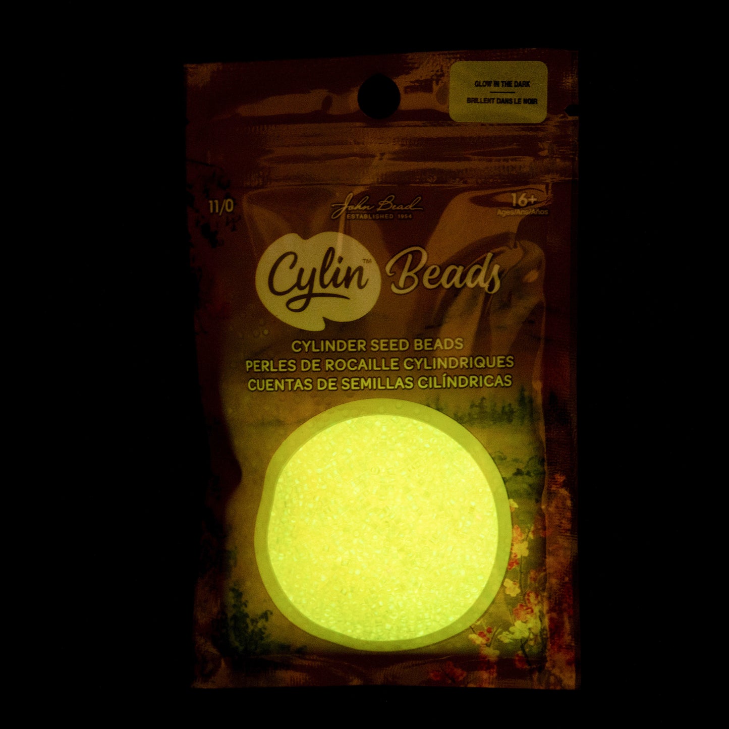 Light Yellow Glow in the Dark Cylin Beads - 25g Bag