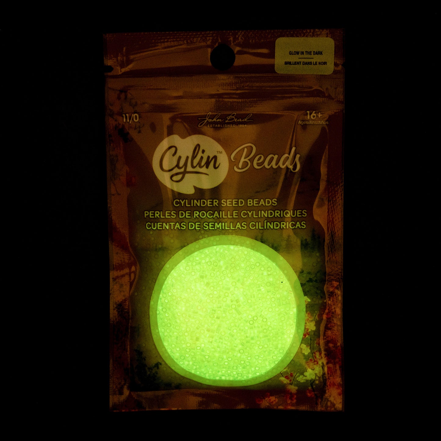 Yellow AB Glow in the Dark Cylin Beads - 25g Bag