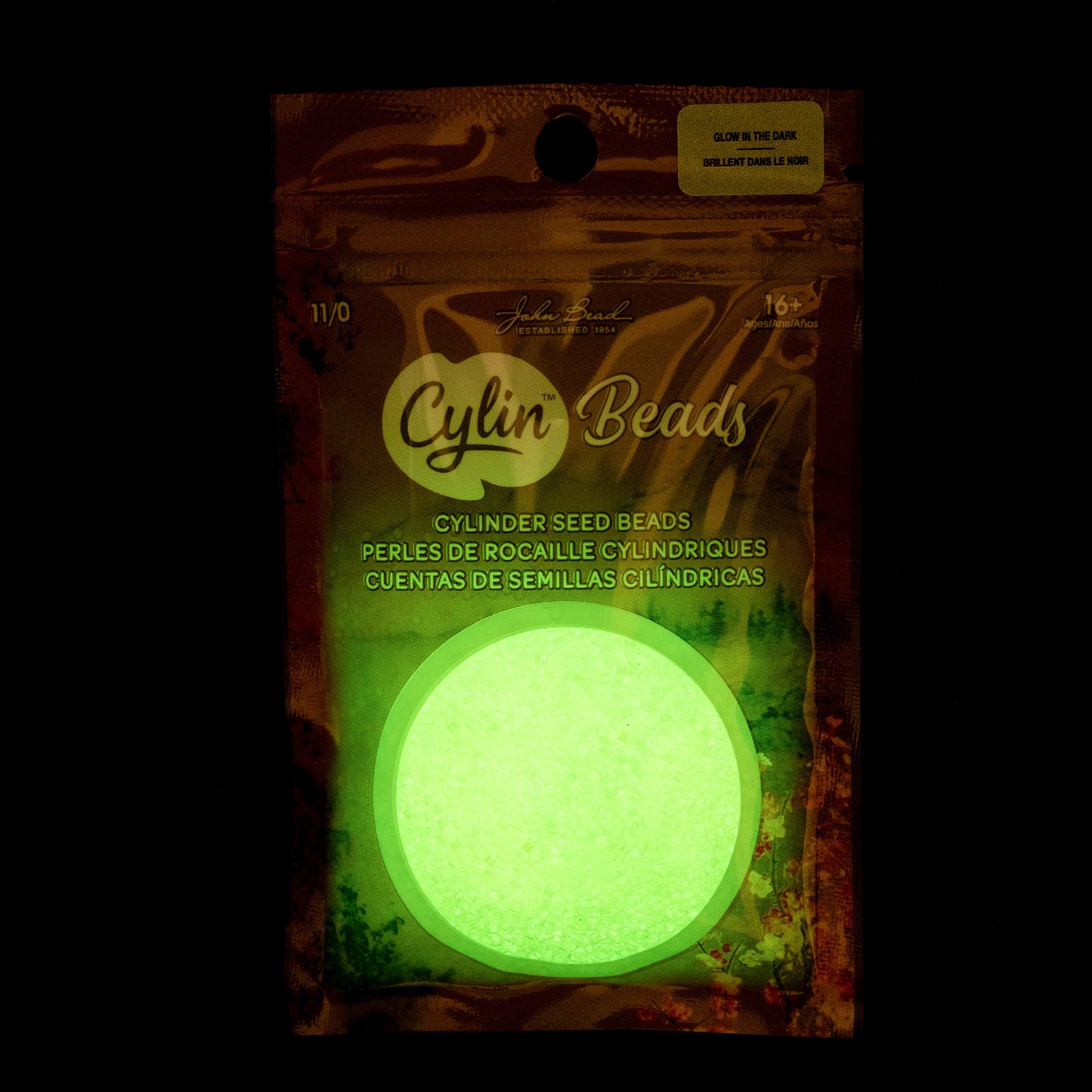 Yellow Neon Glow in the Dark Cylin Beads - 25g Bag