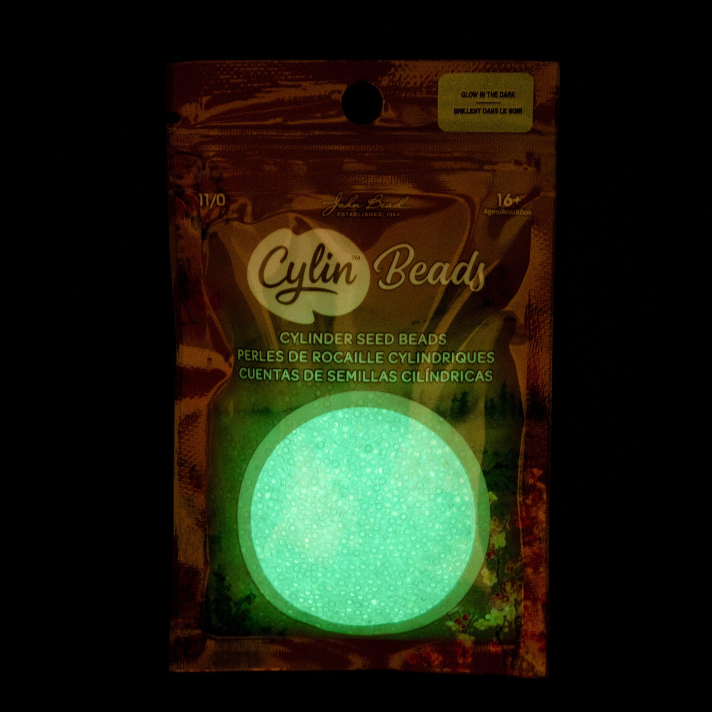 Blue AB Glow in the Dark Cylin Beads - 25g Bag