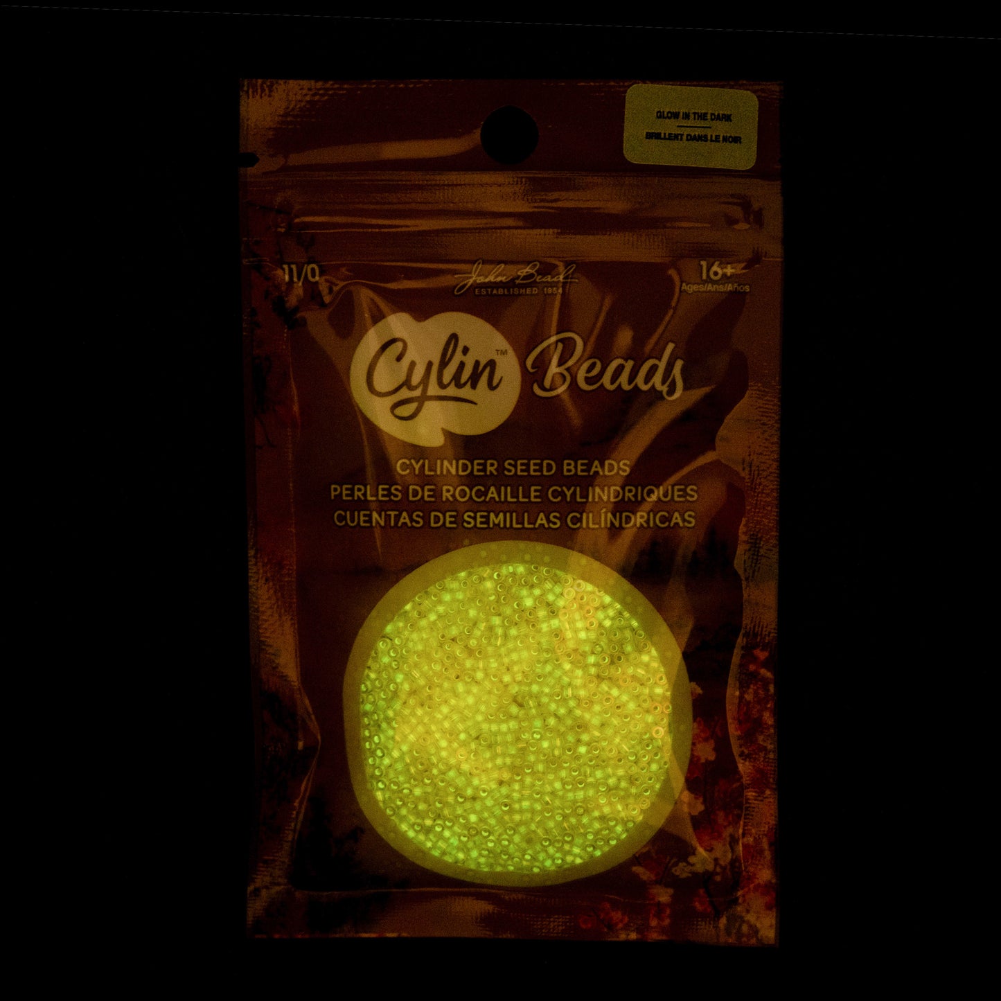 Gold Yellow AB Glow in the Dark Cylin Beads - 25g Bag