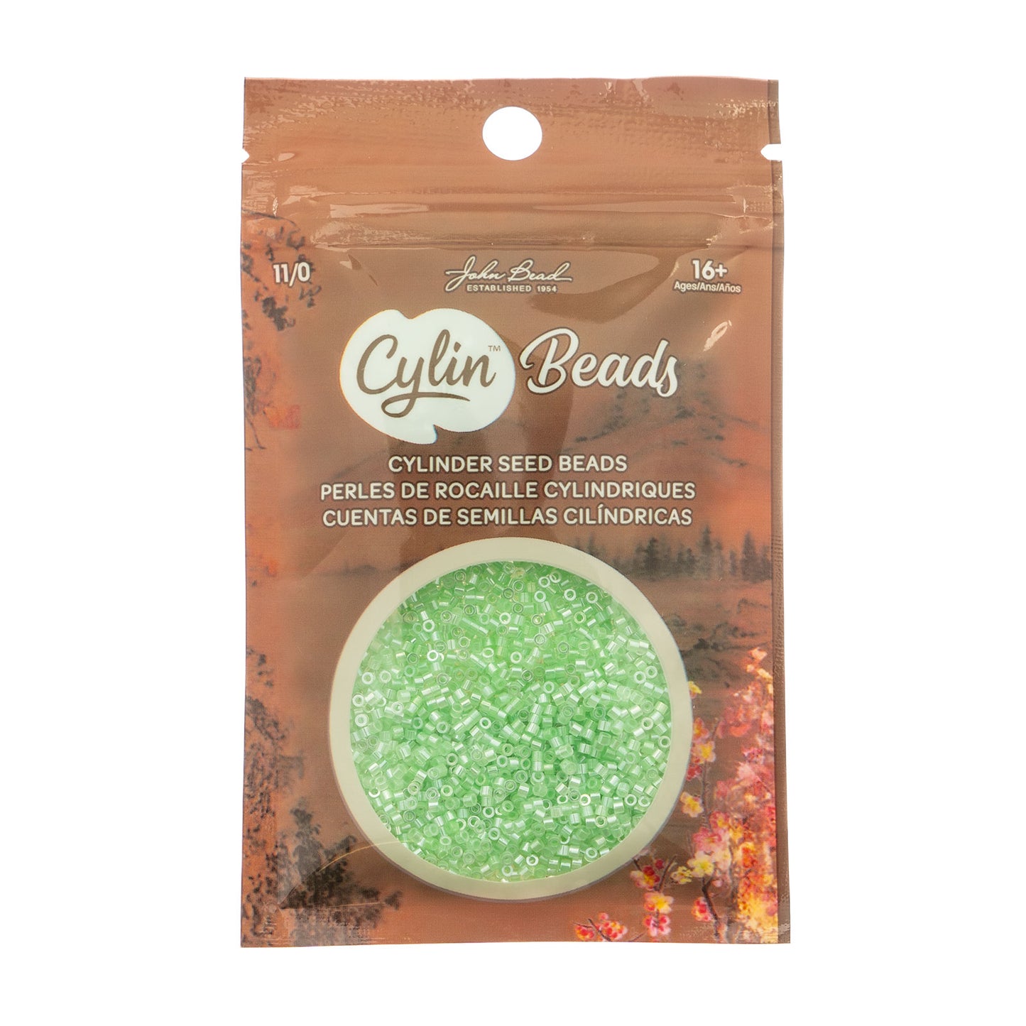 Light Crystal Green Ceylon Cylin Beads - 25g Bag