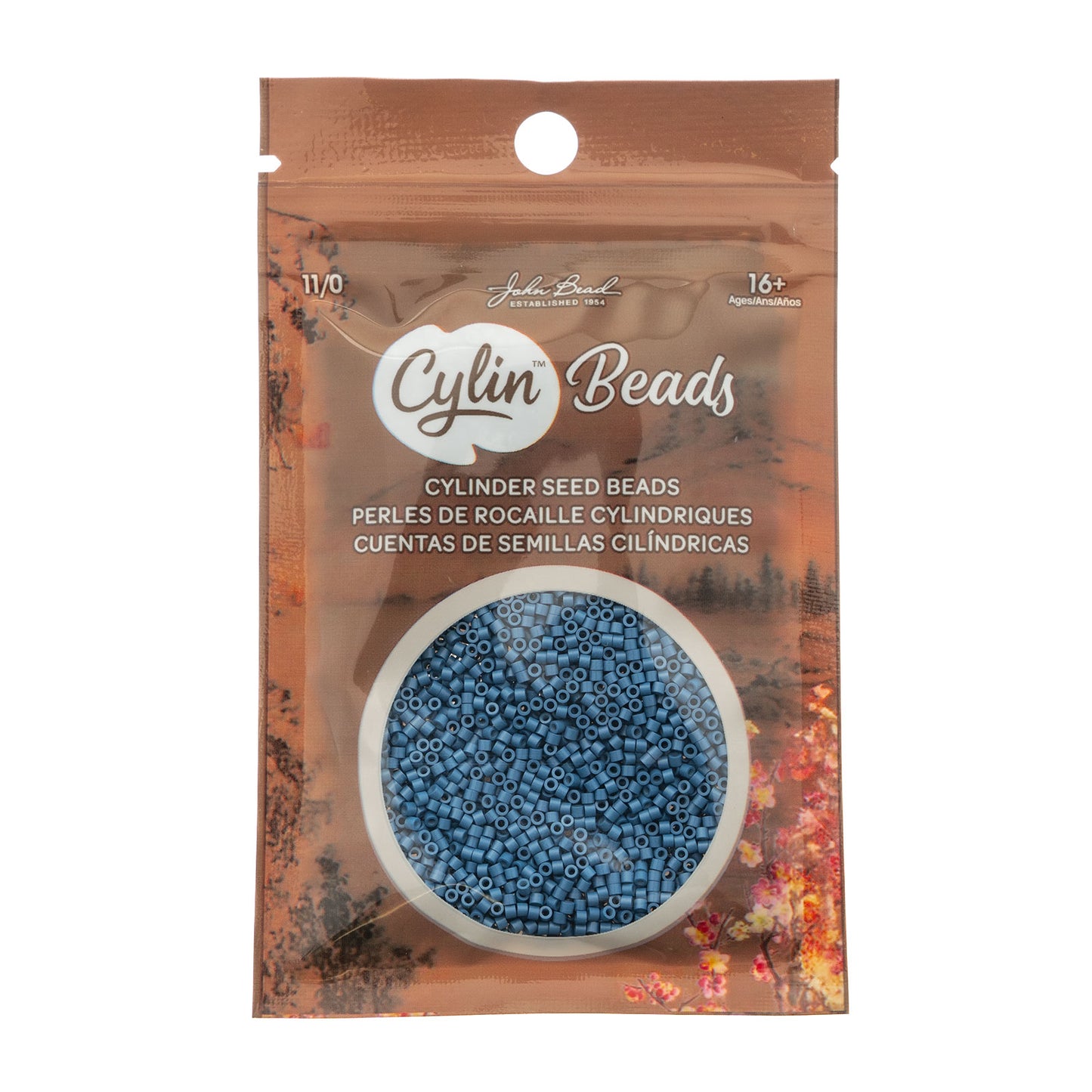 Opaque Denim Blue Cylin Beads - 25g Bag