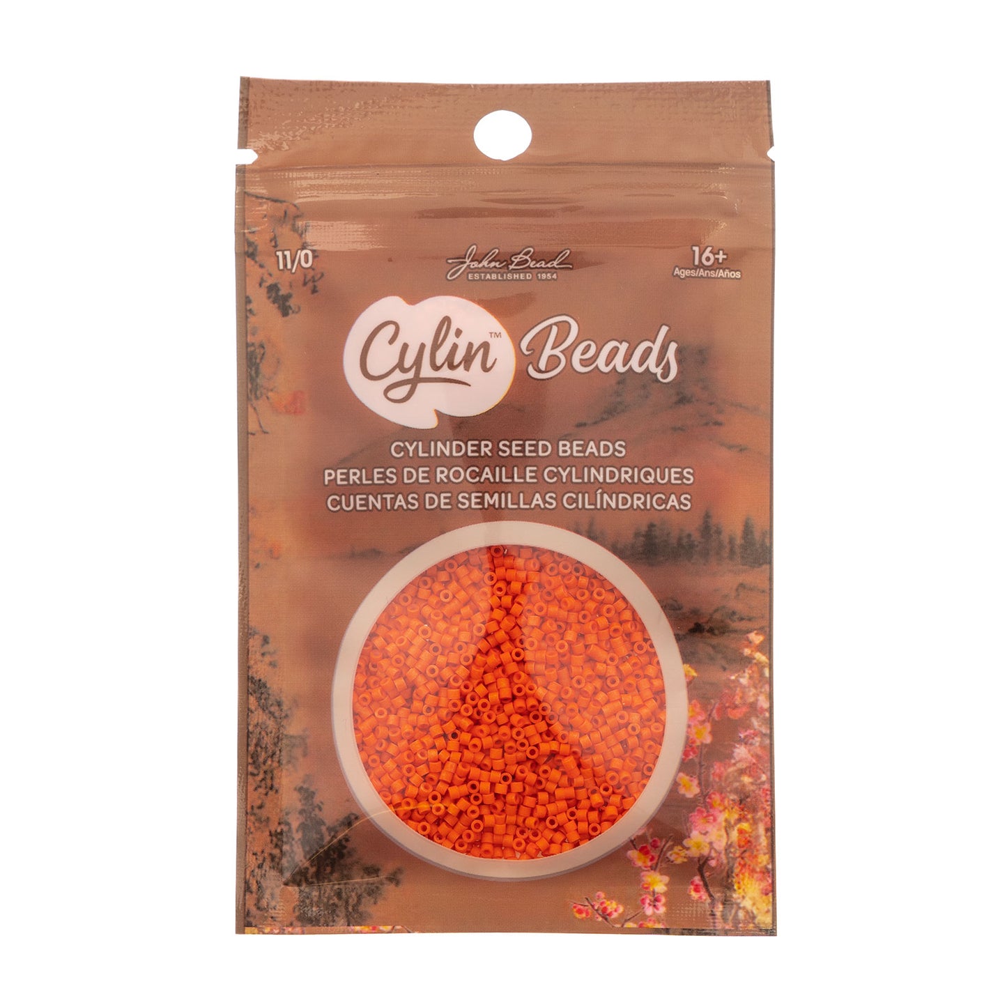 Opaque Orange Matte Cylin Beads - 25g Bag