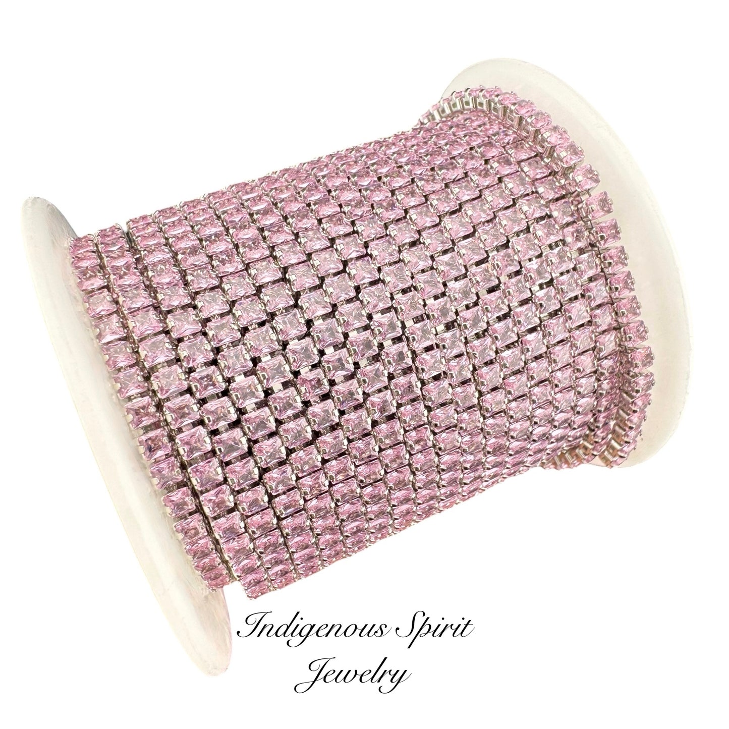 2.5 Square Pink 18k White Gold Plated Cubic Zirconia Banding