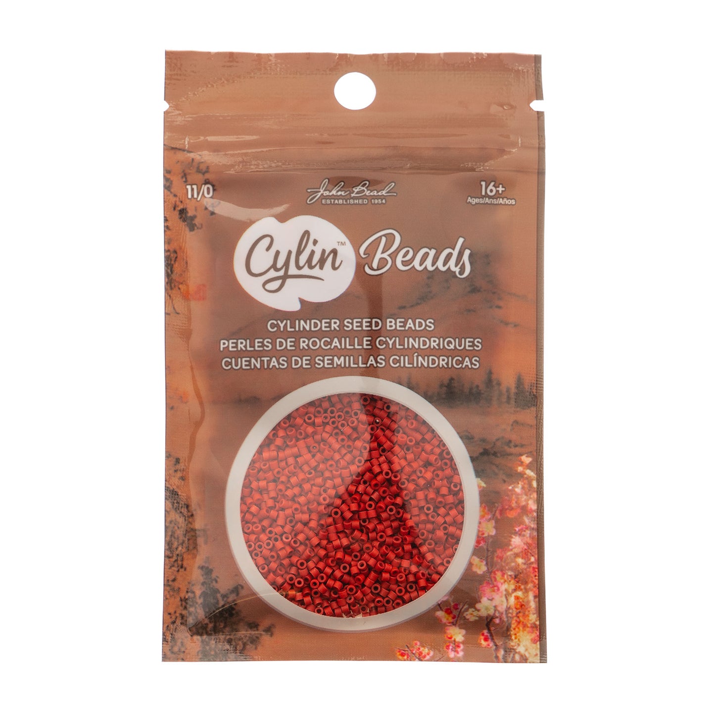 Red Matte Cylin Beads - 25g Bag