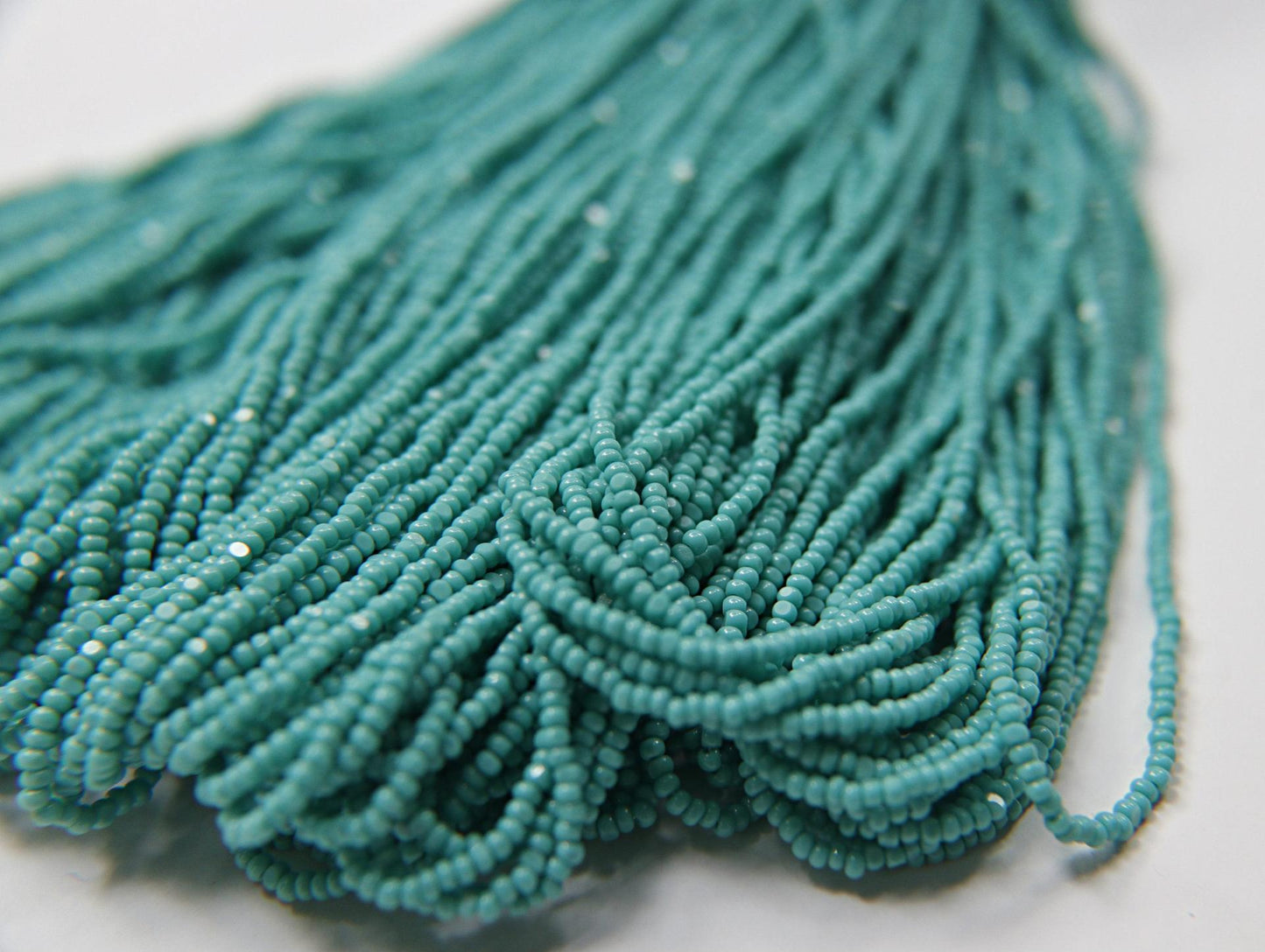 Opaque Aqua Green - Sheen 2 Cut Charlotte Cut Beads (11/0)