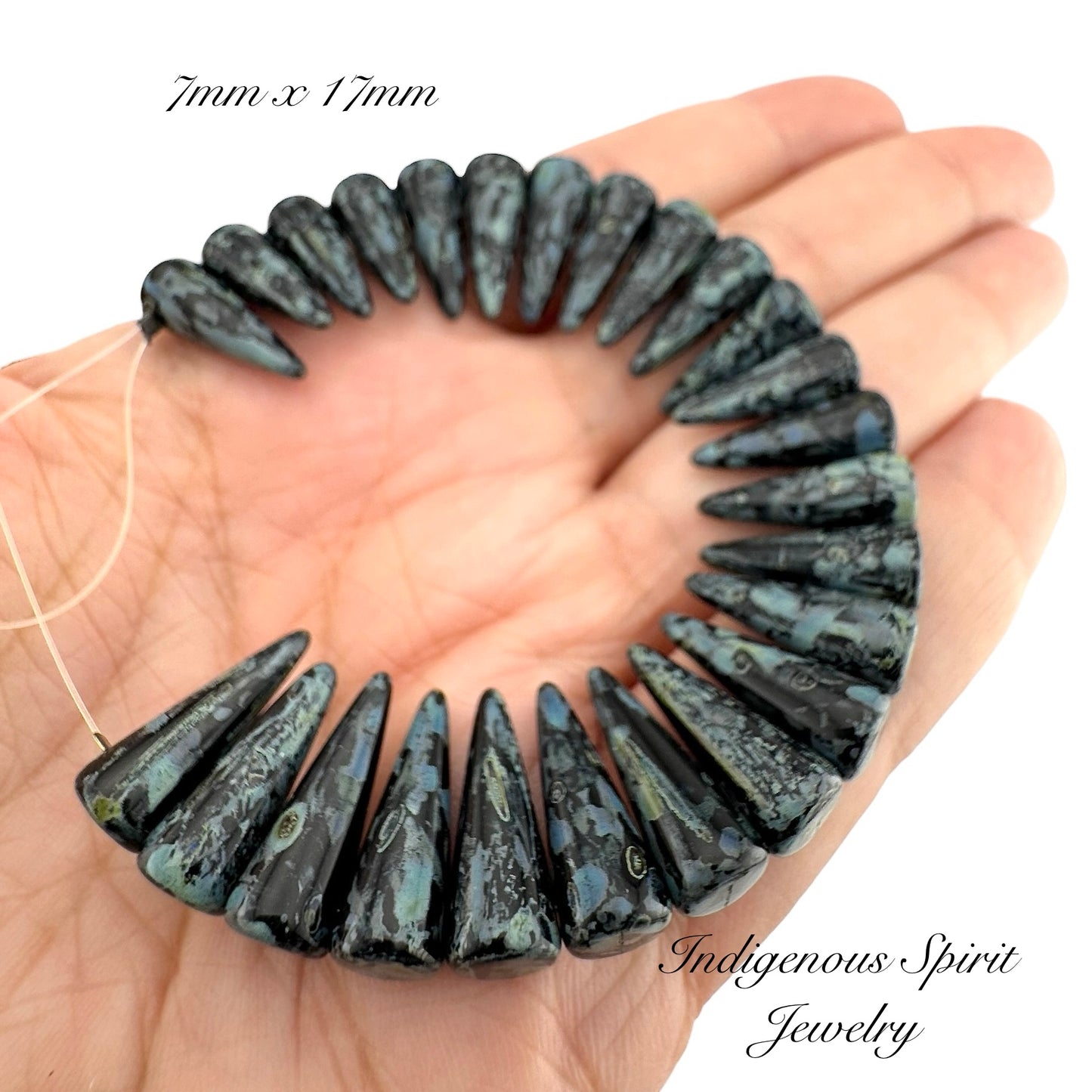 Opaque Black/Travertine Preciosa Spike Beads