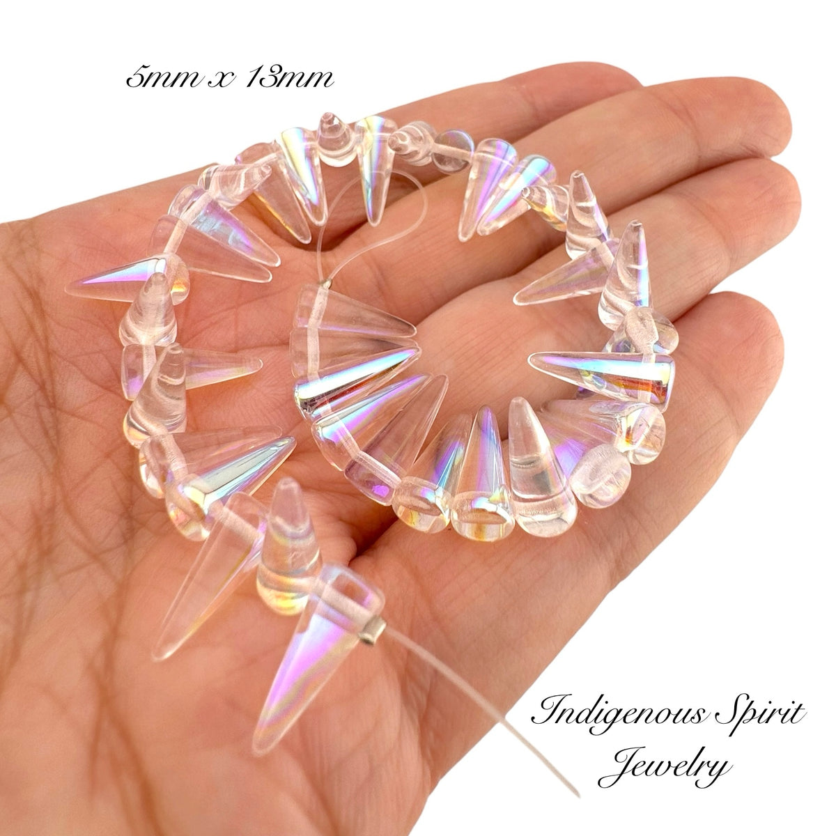Transparent Crystal AB Halfcoated Preciosa Spike Beads