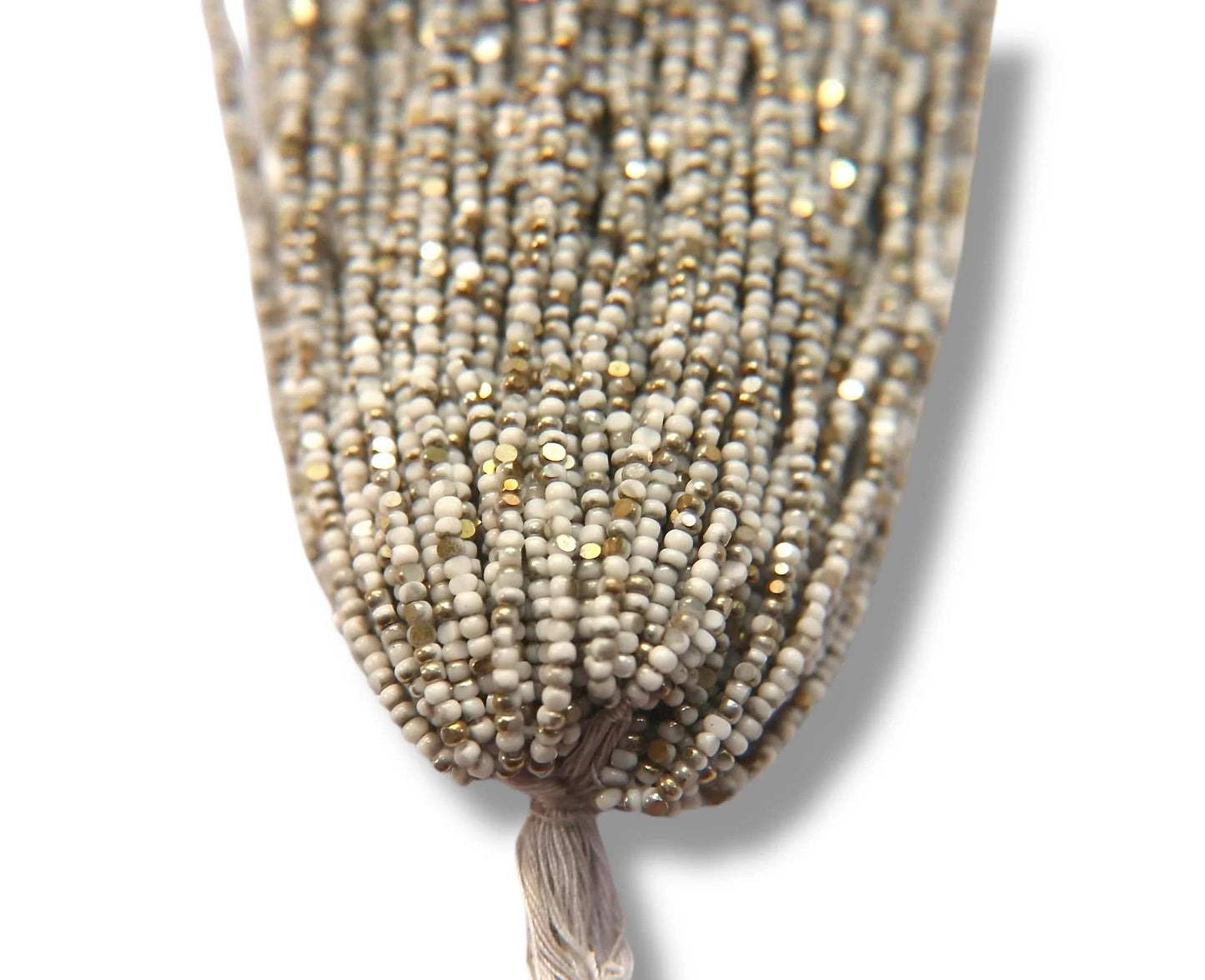 Patina Opaque Chalk White Bronze Gold 2-Cut Charlotte Cut Beads