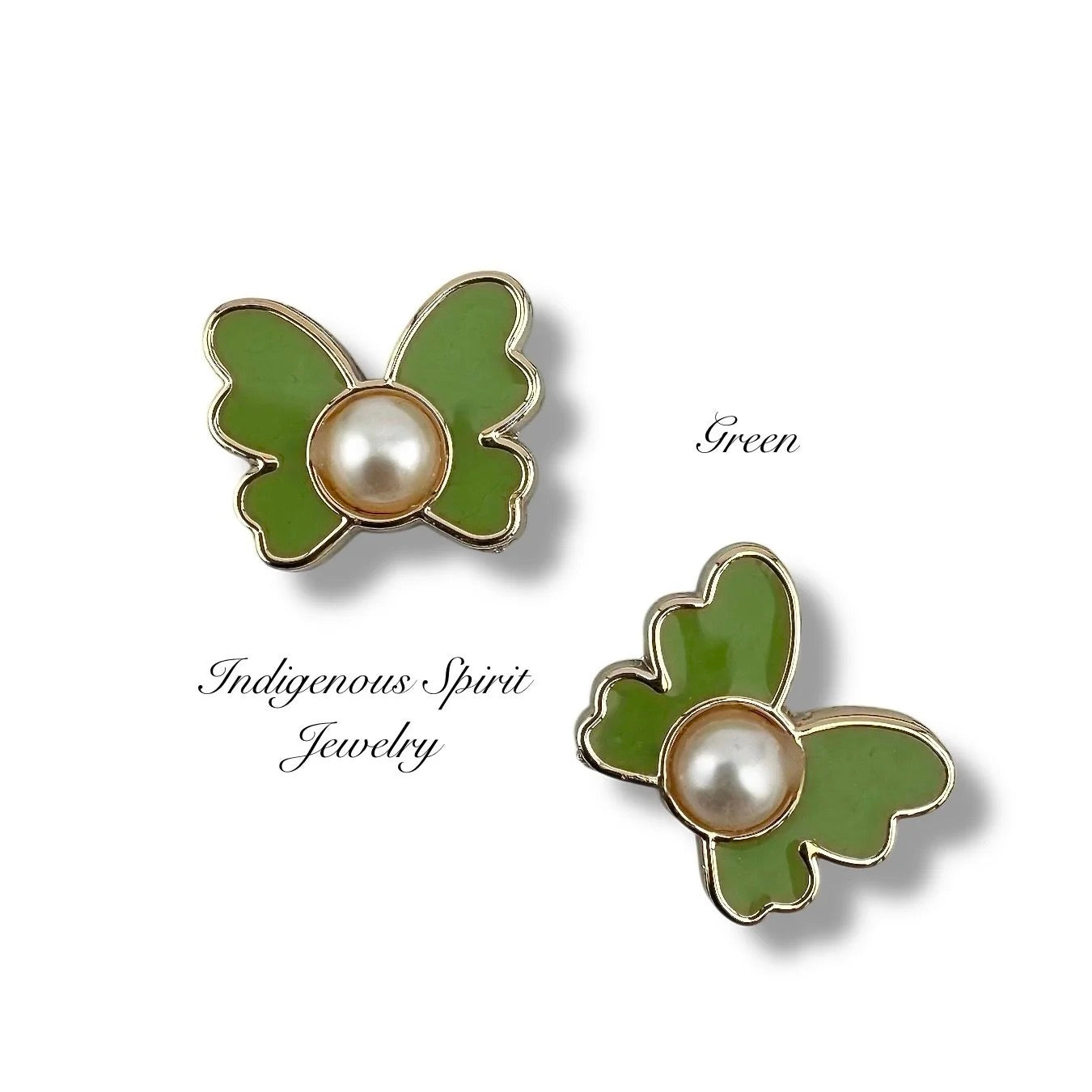 Butterfly Enamel Cabochons with Raised Imitation Pearls