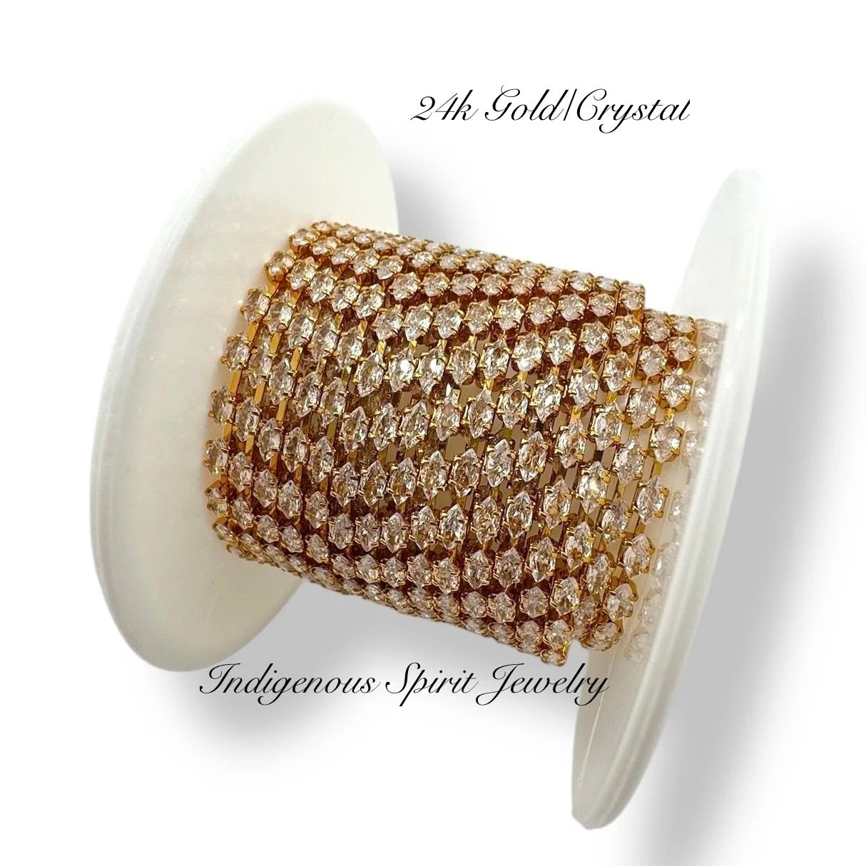 Crystal Horizontal Navette 24k Yellow Gold Plated Crystal Cubic Zirconia Chain