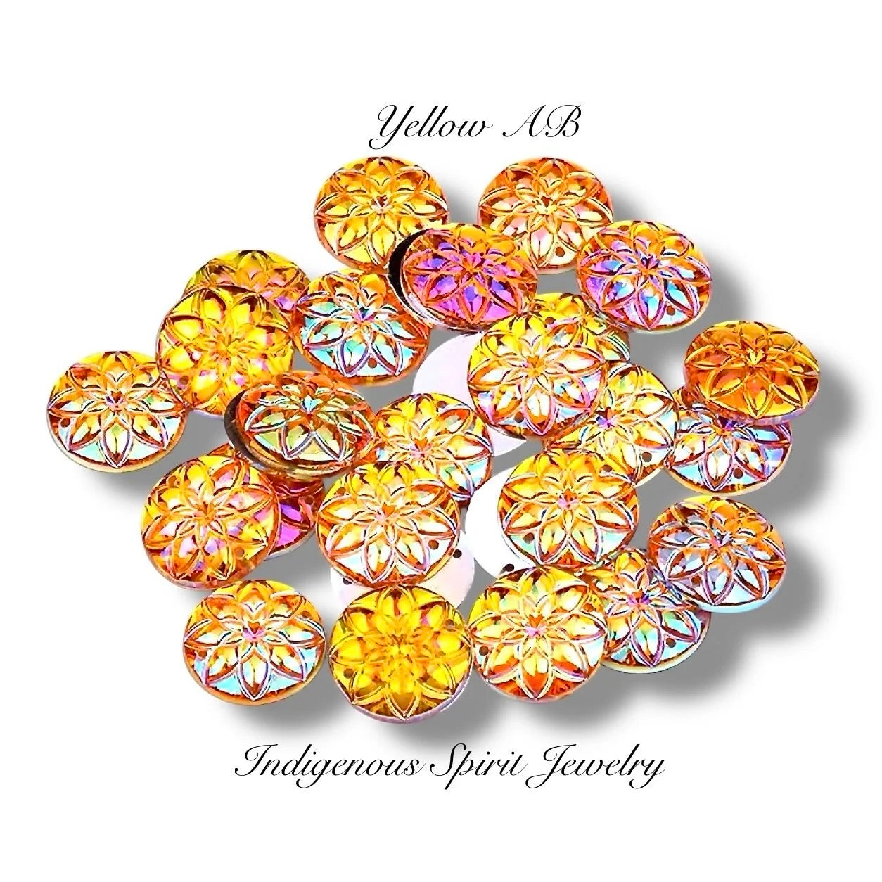 20mm Flower Cut, Acrylic Sew-on Gem Cabochons