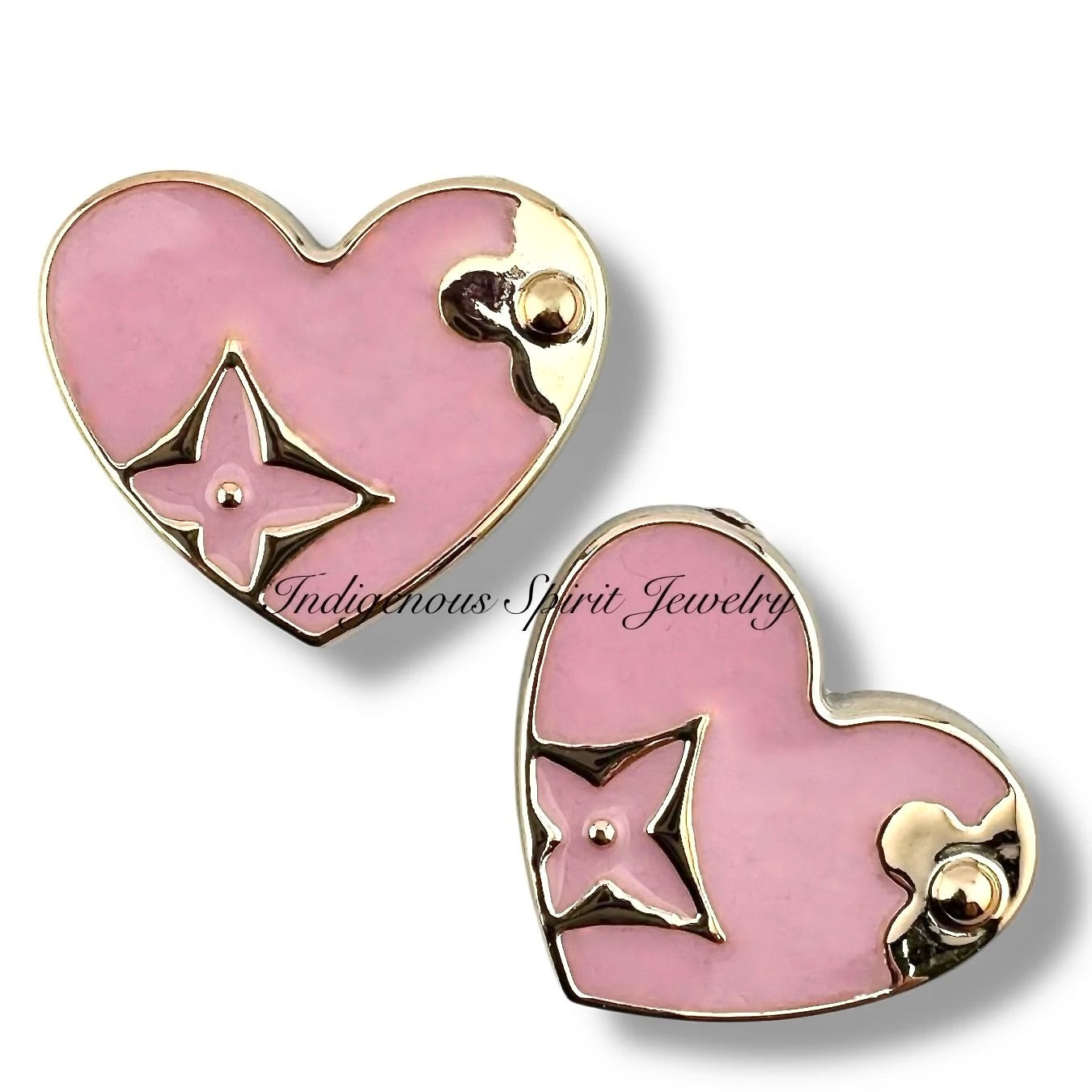 Faux Designer Print Heart Shaped Cabochons LG