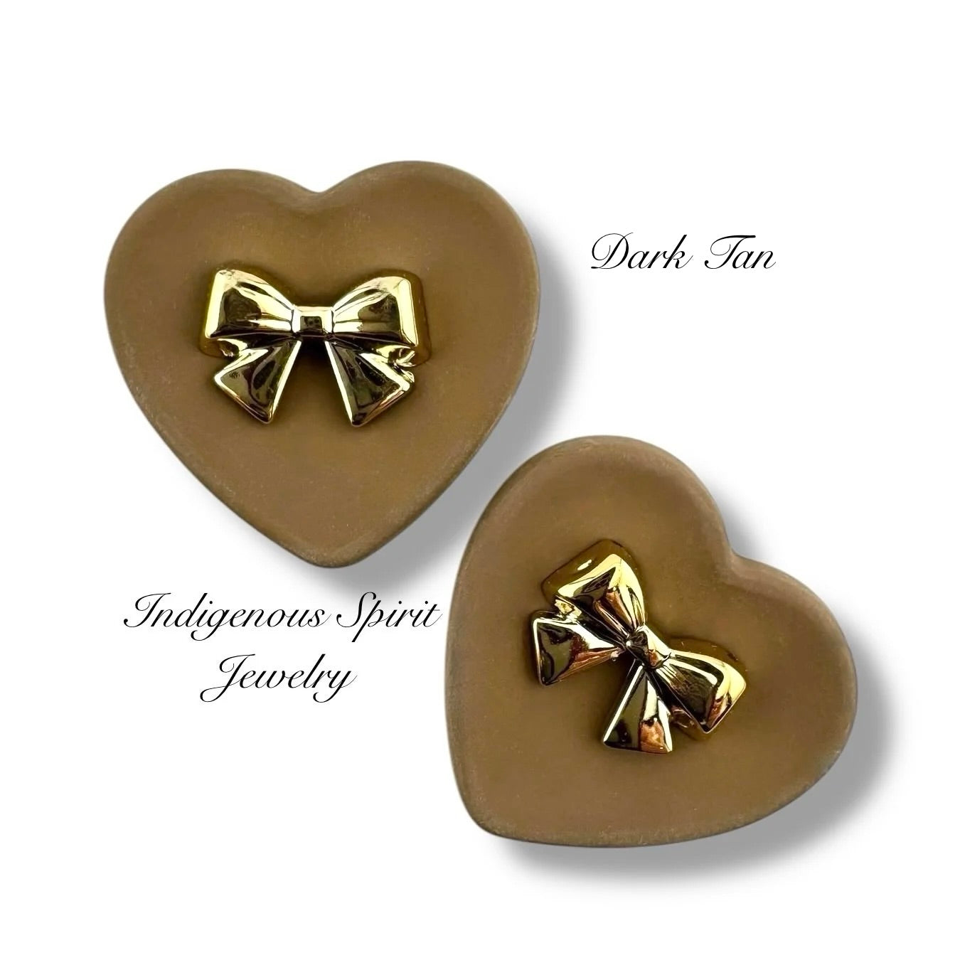 Matte, Raised Bow Heart Shaped Cabochons