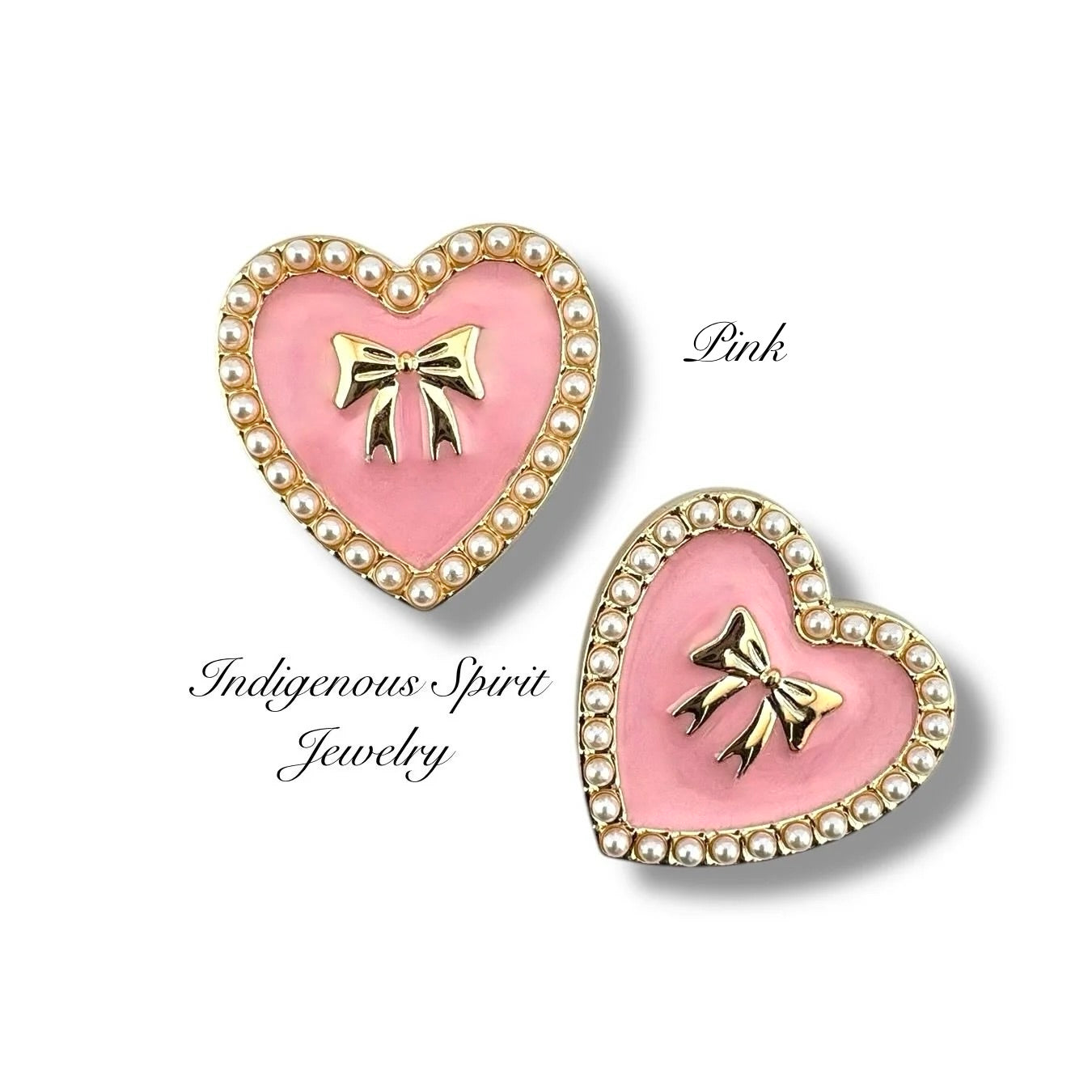 Pearl Edged Heart Shaped Cabochons With Bows