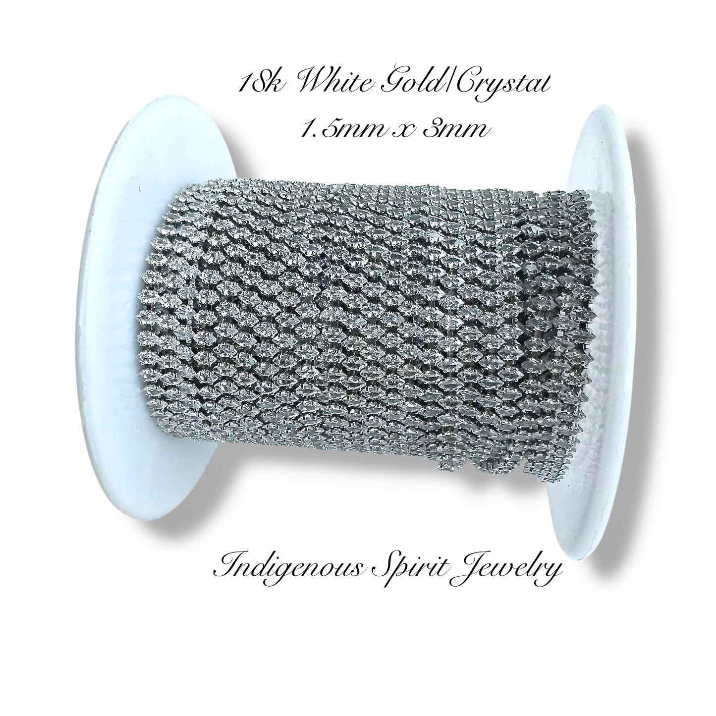 1.5mm x 3mm, Crystal Vertical Navette 18k White Gold Plated Crystal Cubic Zirconia Chain