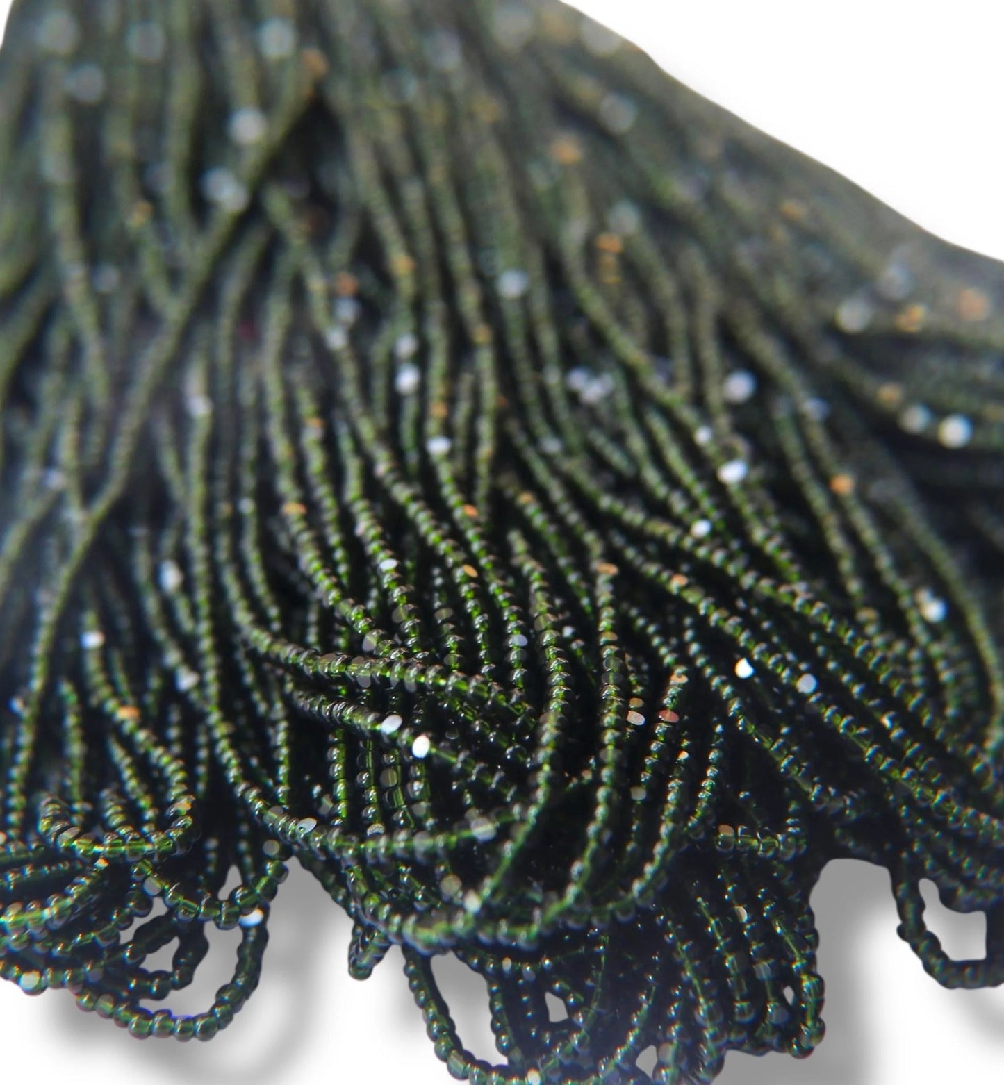 Transparent Dark Olivine 2-Cut Charlotte Cut Beads