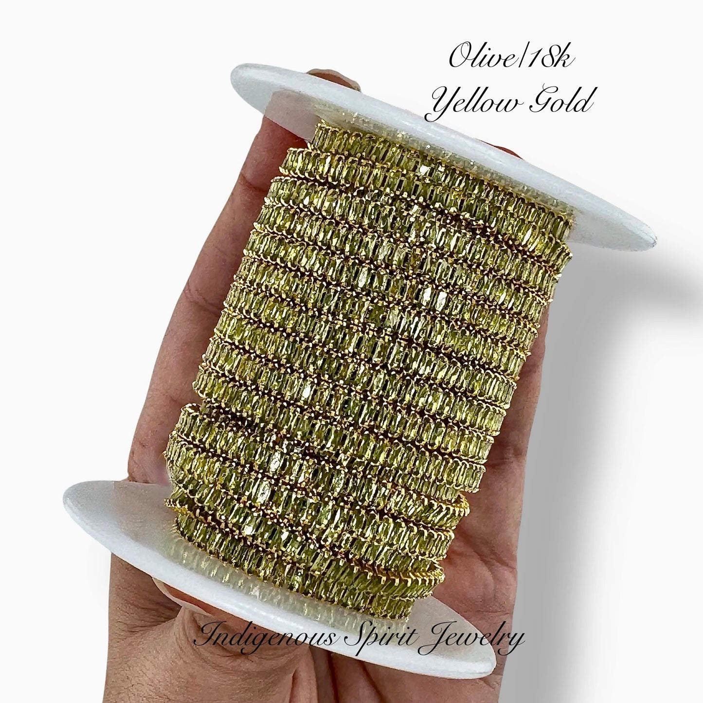 Olive/18k Yellow Gold Plated Baguette Cubic Zirconia Banding