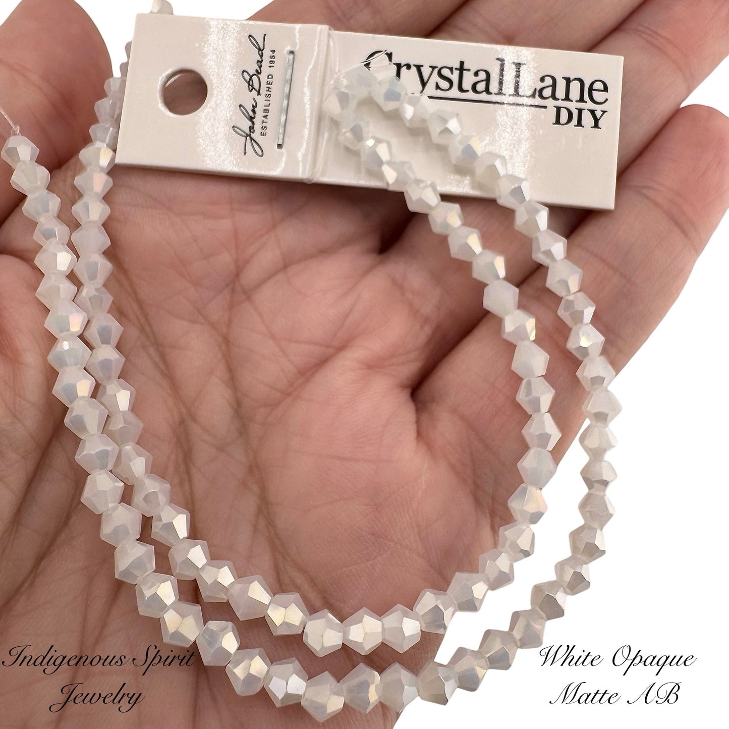 4mm White Opaque Matte AB - Crystal Lane