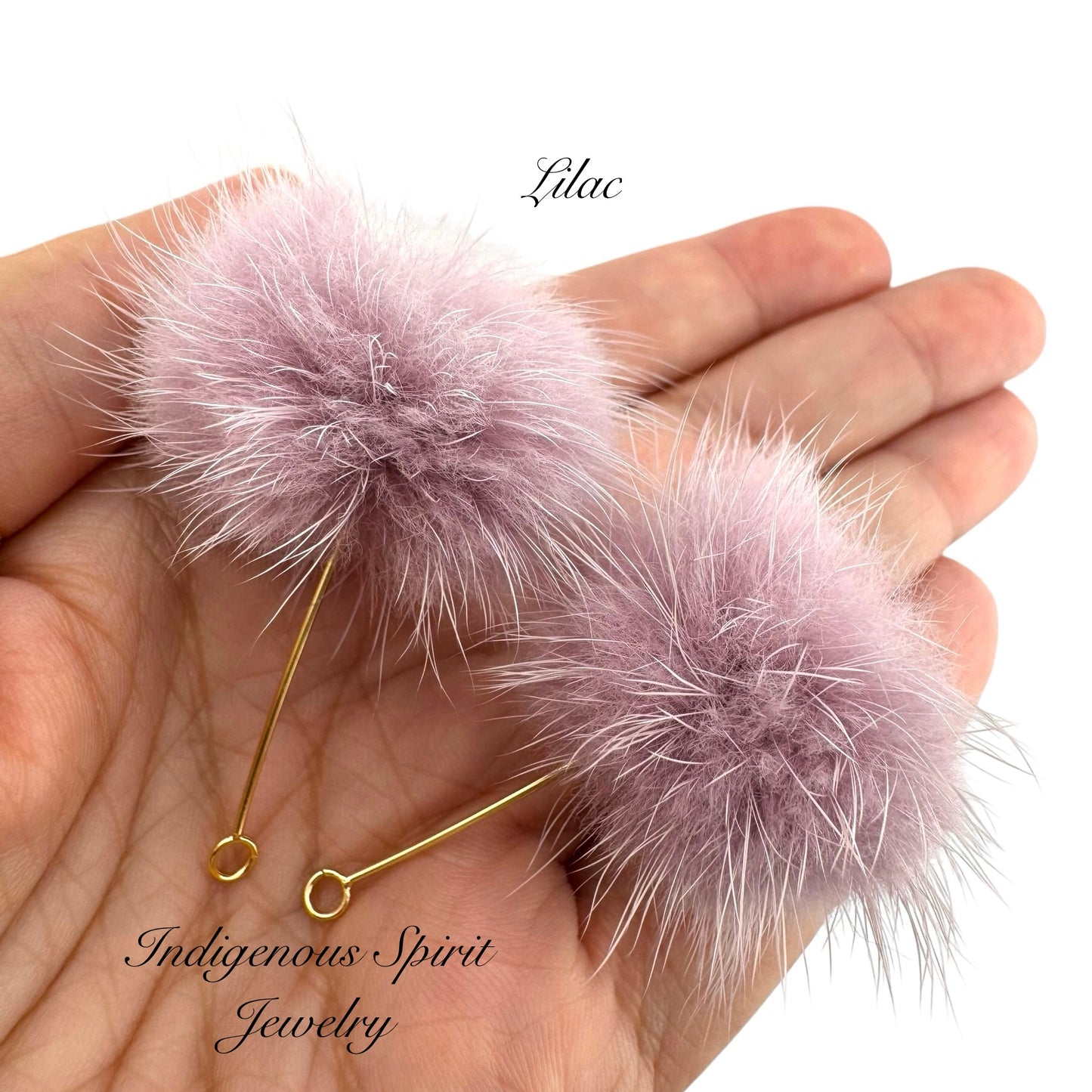 Mink Fur Balls on Long Eye Pins