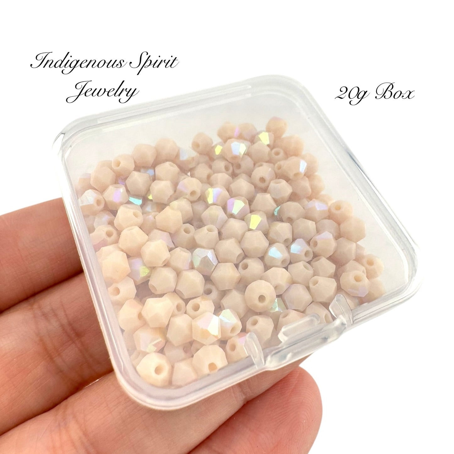 4mm Opaque Pink Champagne AB Fancy Glass Bicone Bead 20g box