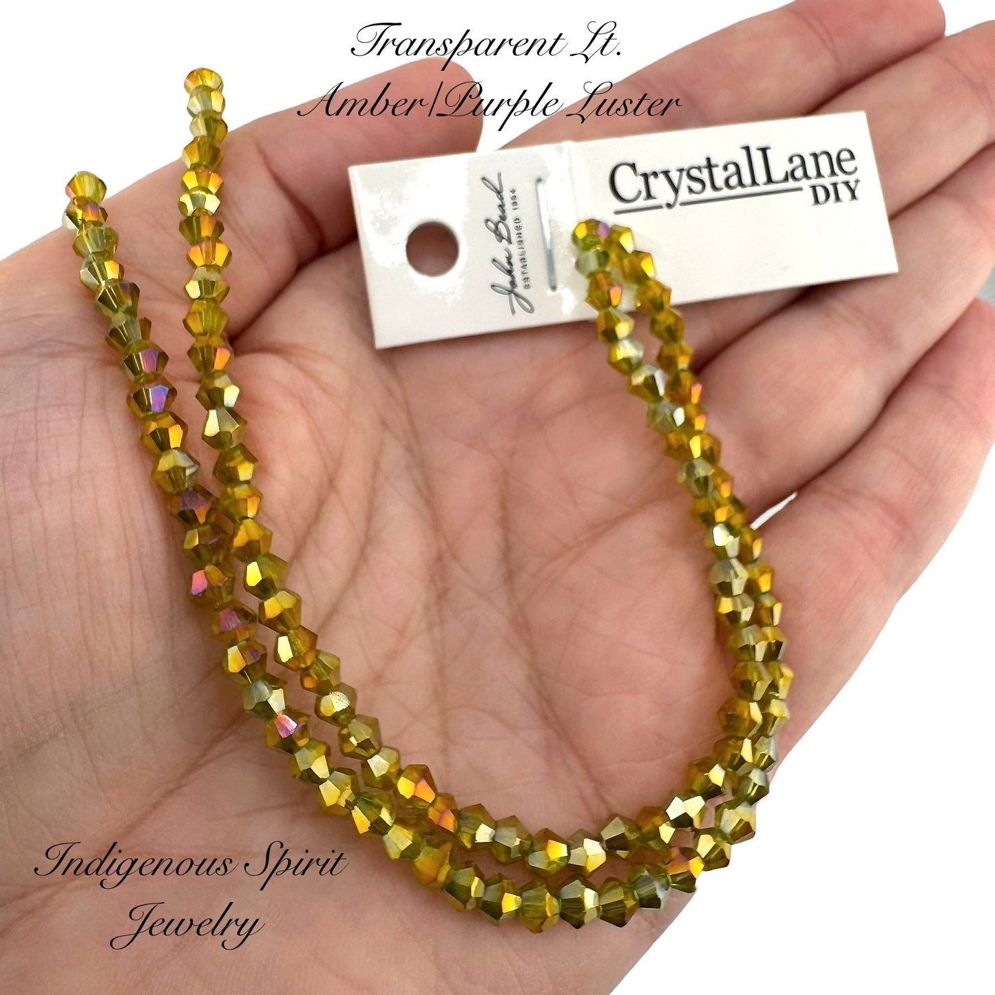 4mm Transparent Light Amber Purple Luster - Crystal Lane