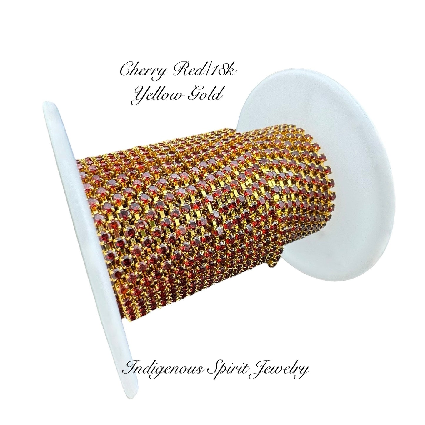 Cherry Red/18k Yellow Gold SS6 Circle Style Cubic Zirconia Banding