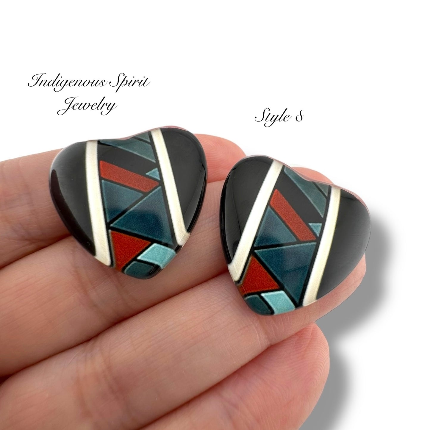 Slab Inlay Inspired Glass Heart Cabochons - Set 2