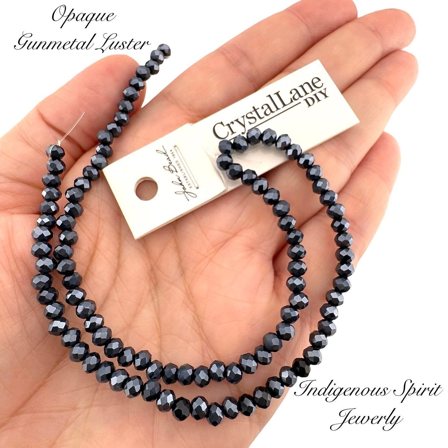 Opaque Gunmetal Luster - Crystal Lane (3mm x 4mm)