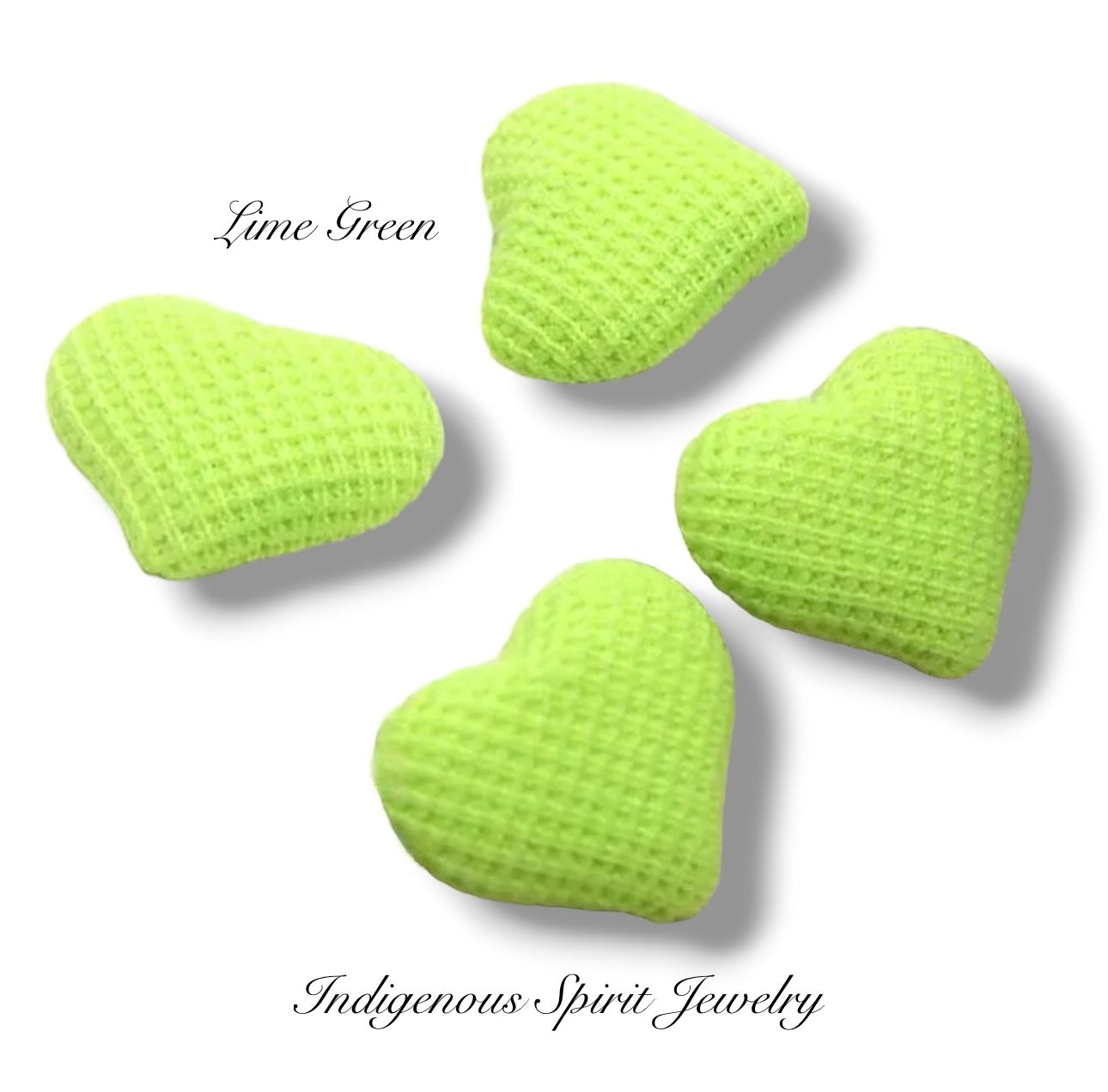 Embossed Plain Plaid, Heart Shaped Fabric Covered Cabochons